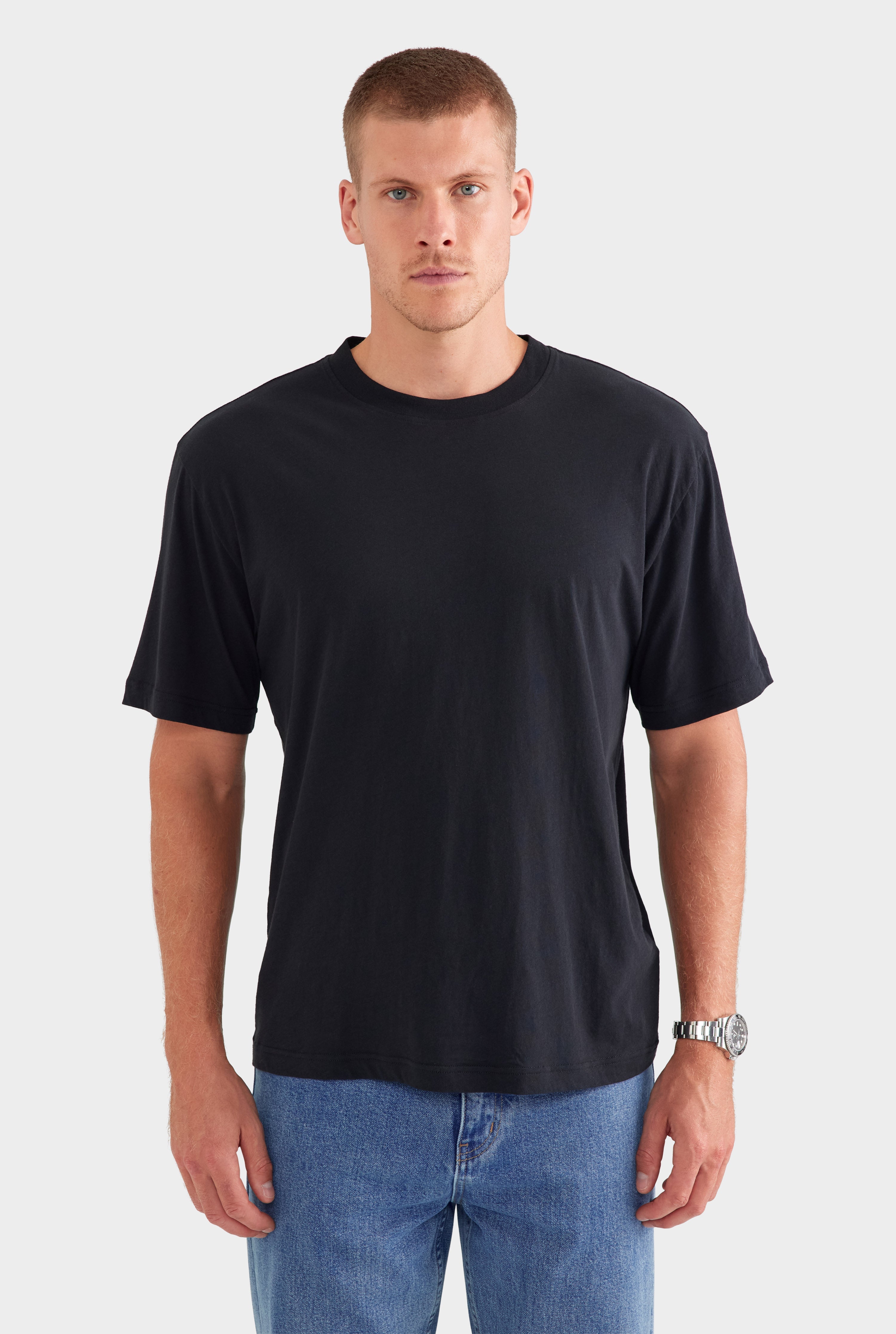 Lightweight Standard Cotton T Shirt - Black