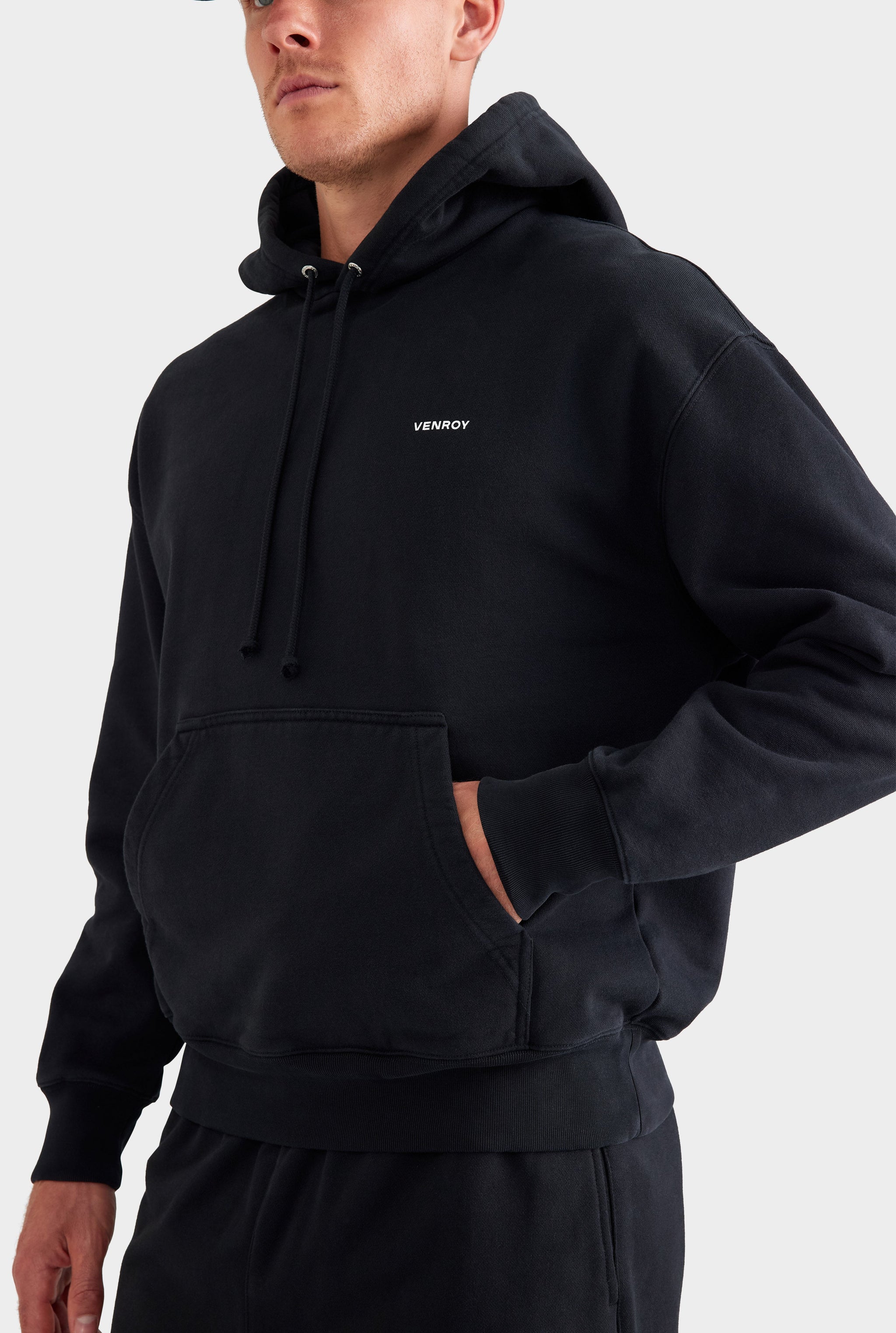 Fleece Track Hoodie - Black
