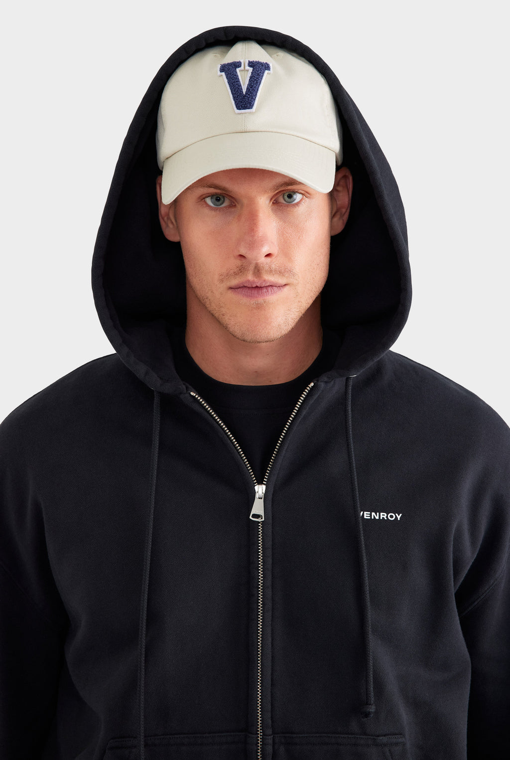 Fleece Track Zip Hoodie - Black