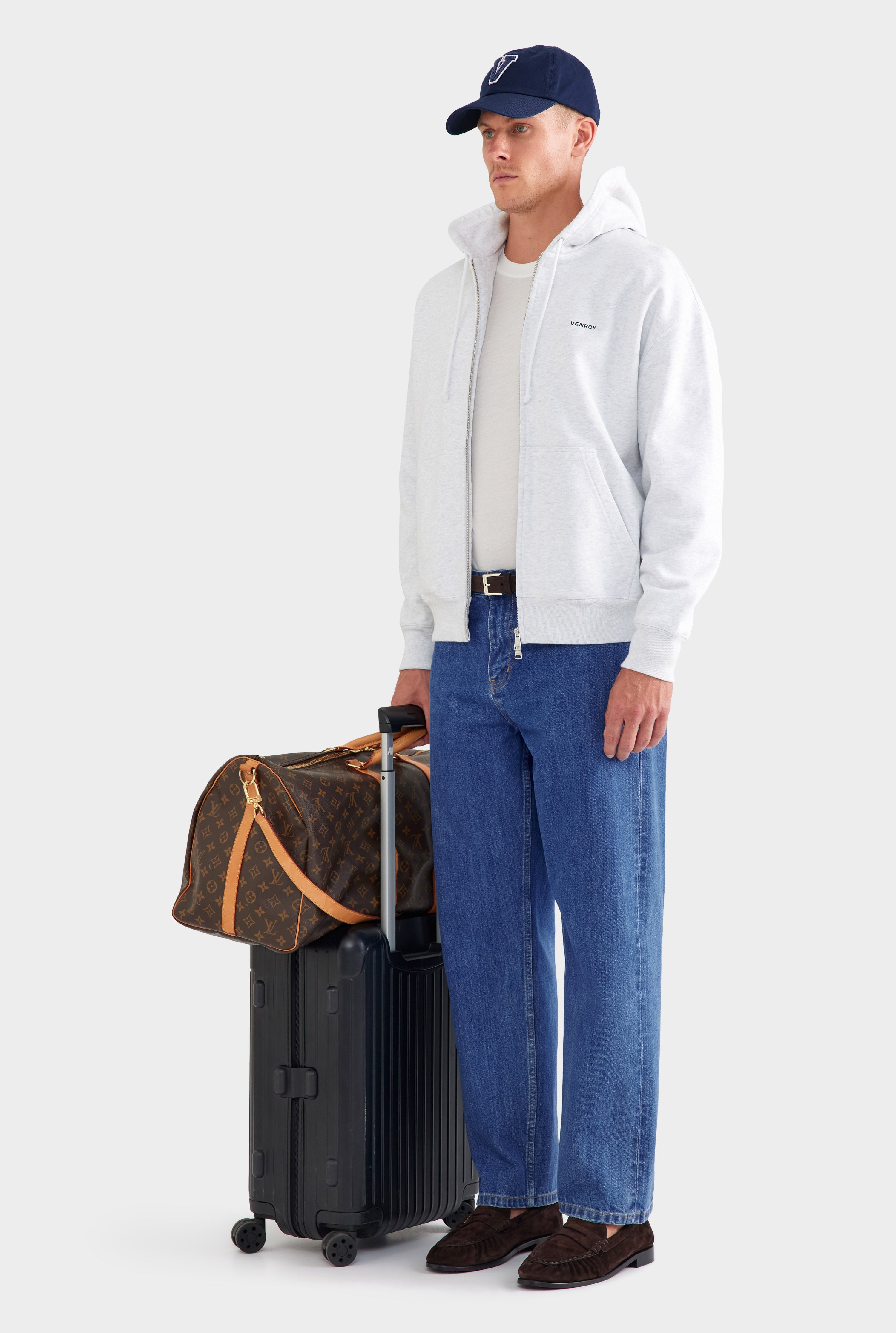 Fleece Track Zip Hoodie - Light Grey Marl