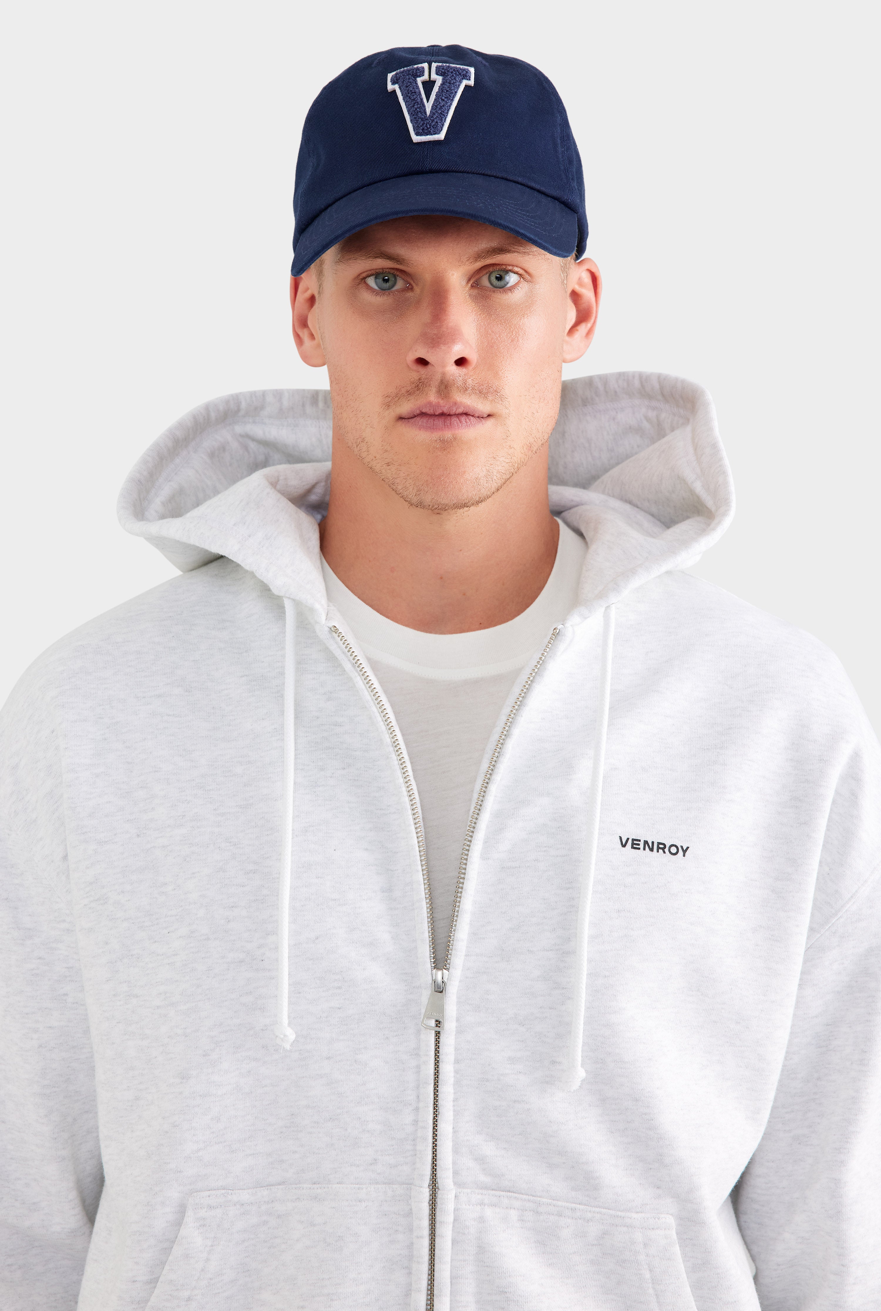 Fleece Track Zip Hoodie - Light Grey Marl