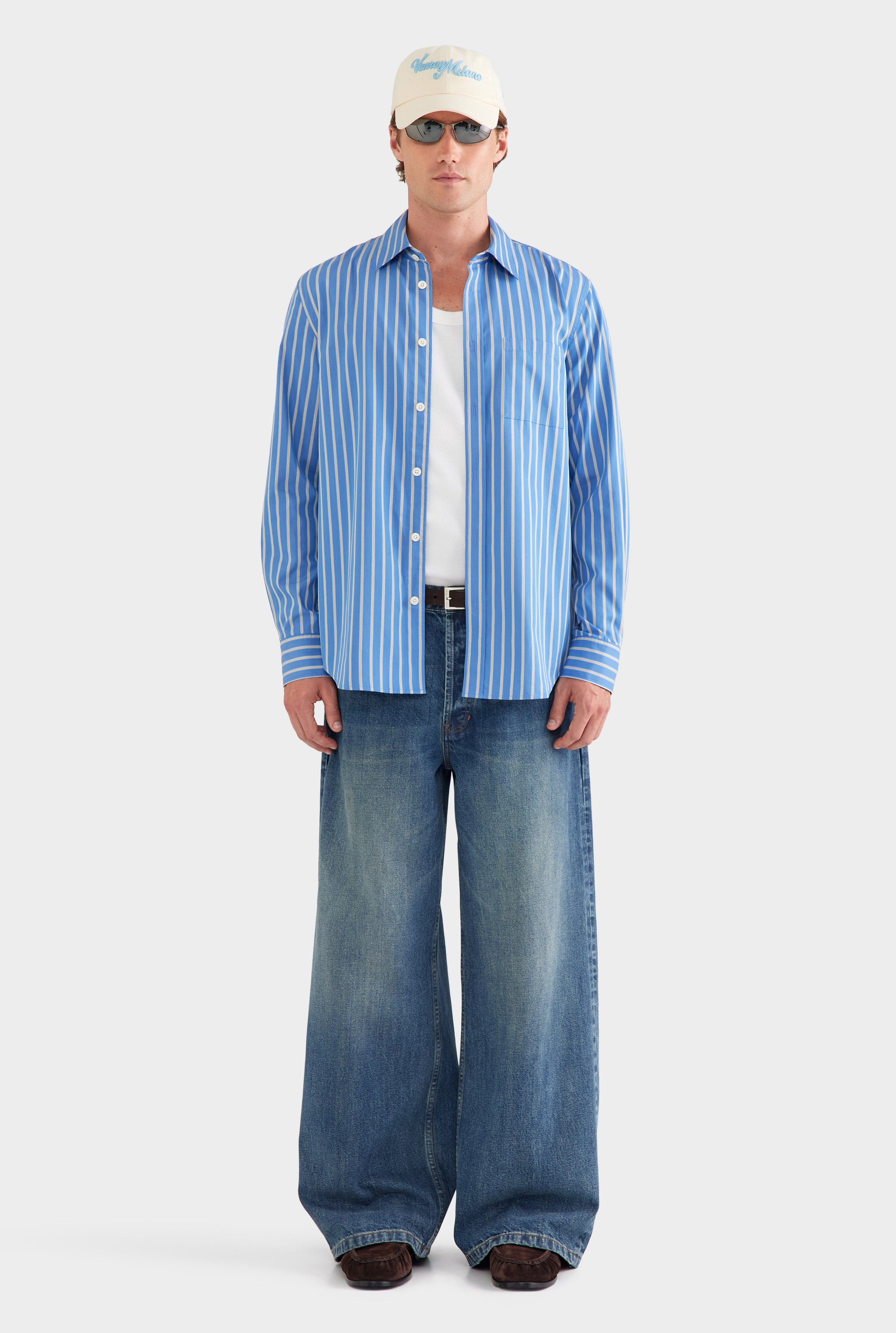 Stripe Cotton Shirt - Blue/Yellow Stripe