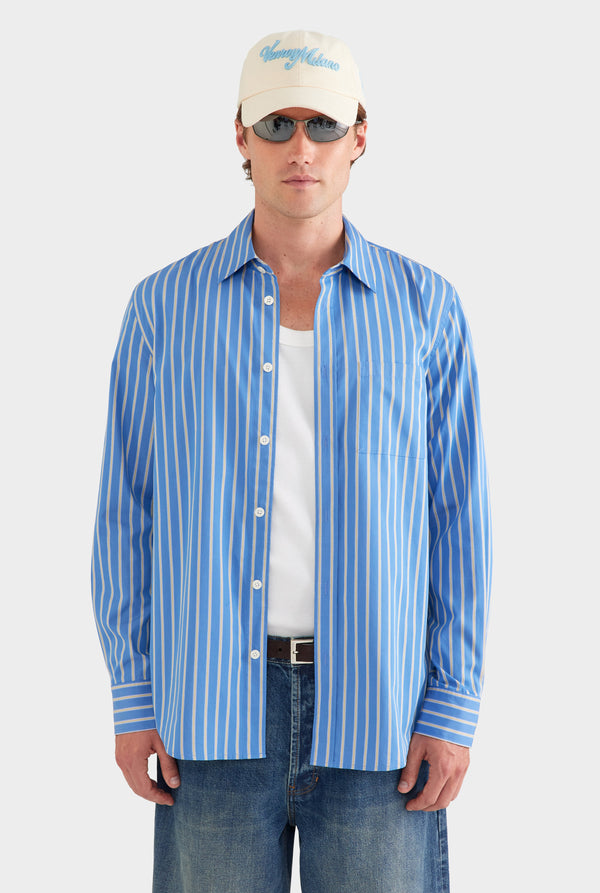 Stripe Cotton Shirt - Blue/Yellow Stripe