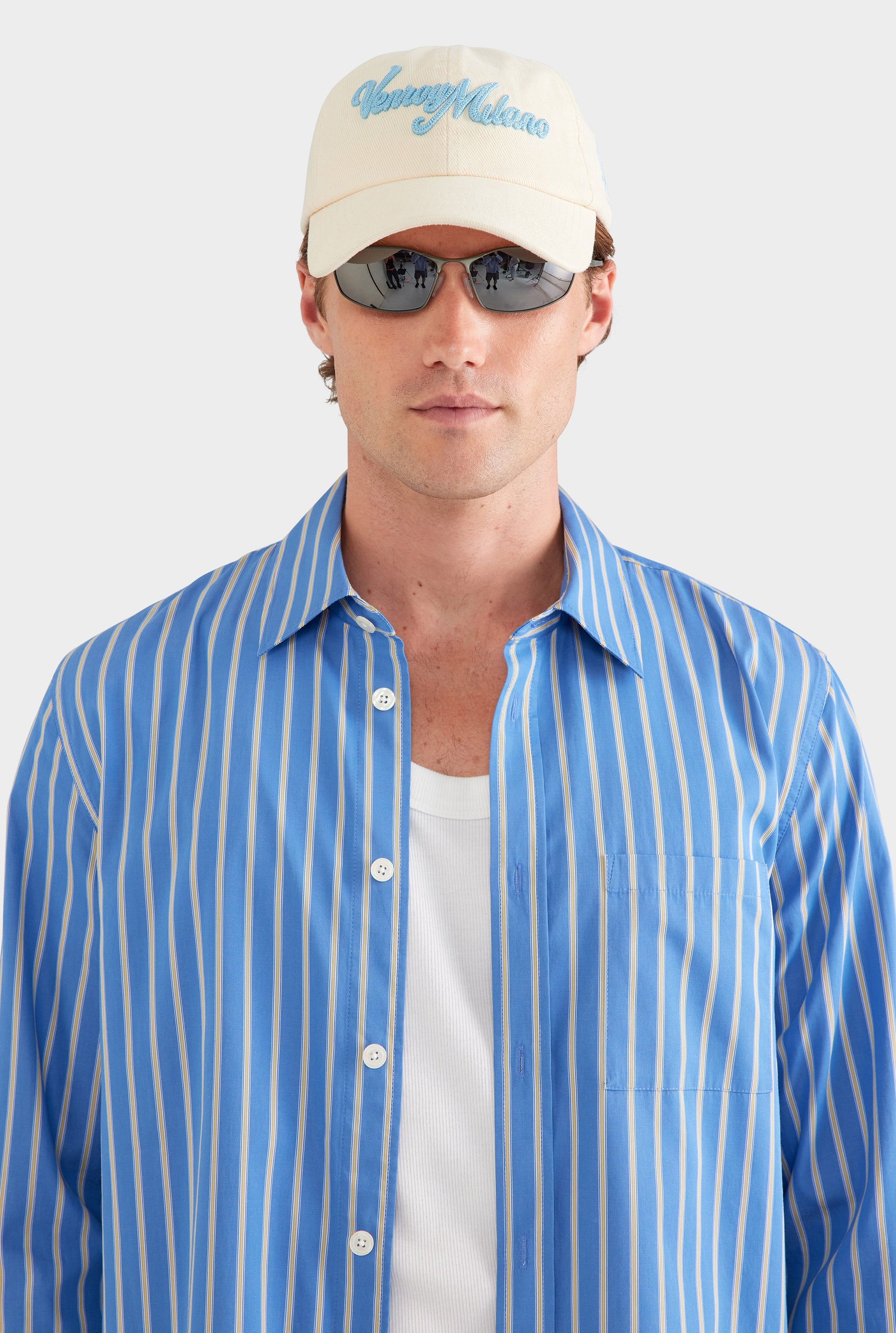 Stripe Cotton Shirt - Blue/Yellow Stripe