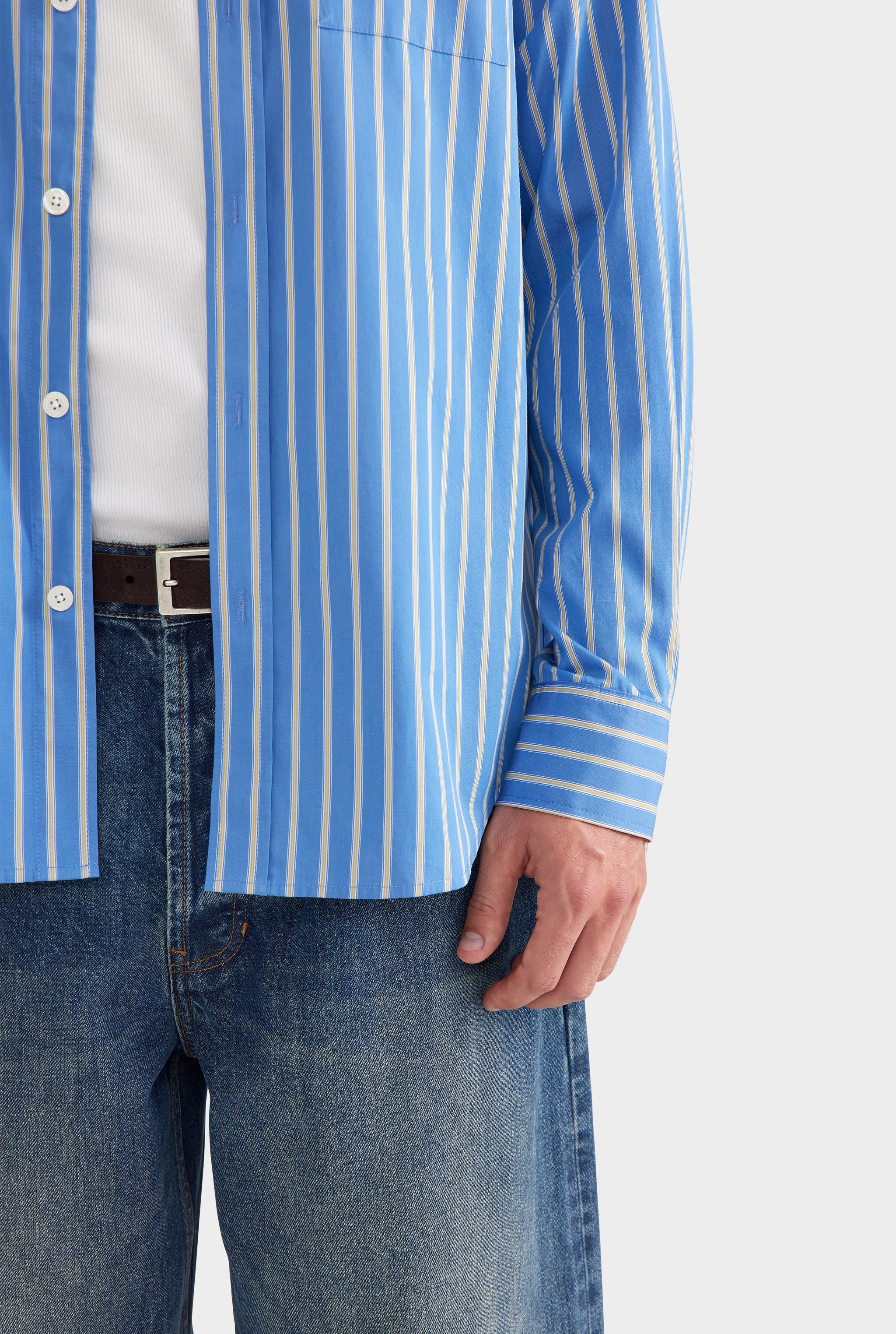 Stripe Cotton Shirt - Blue/Yellow Stripe