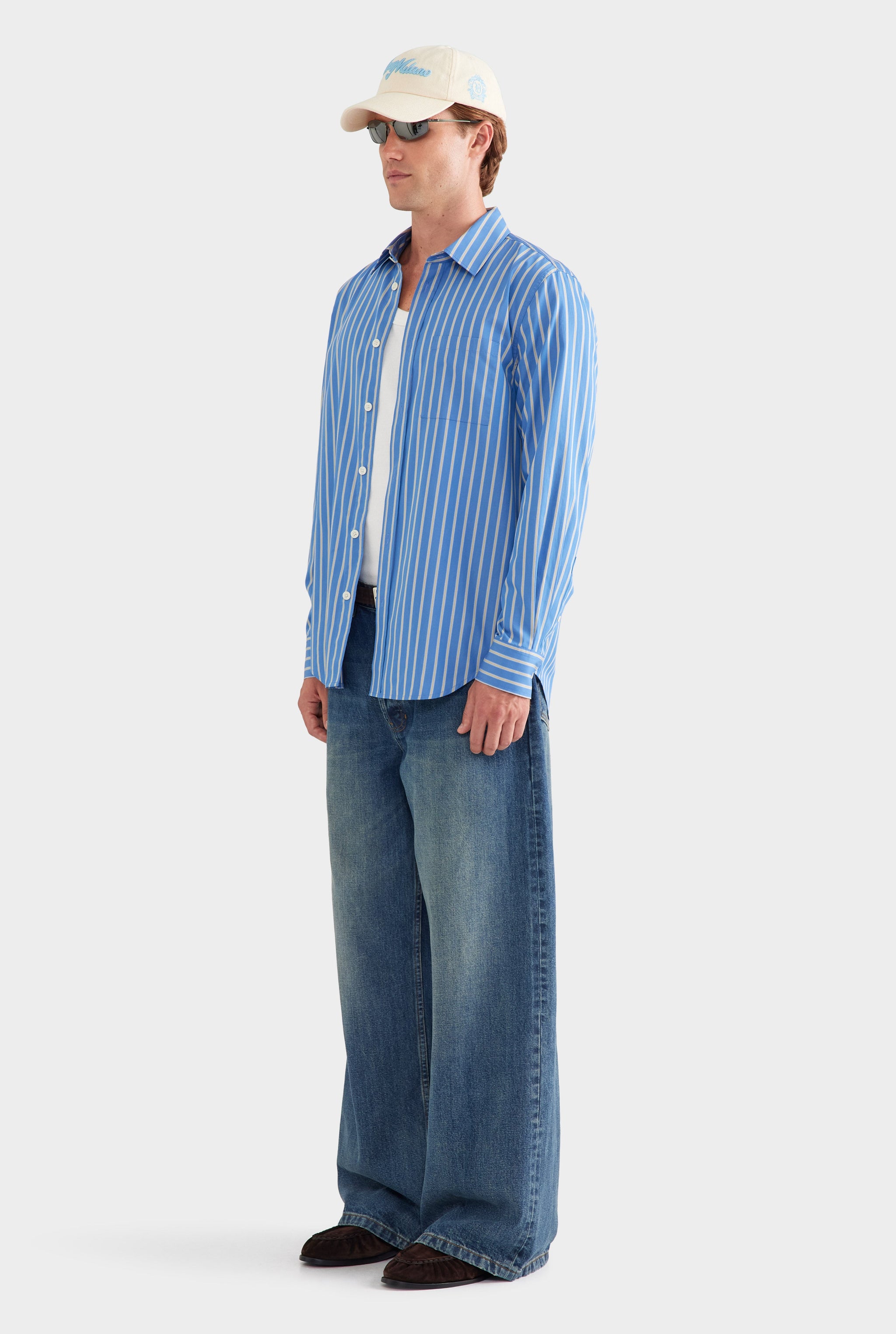 Stripe Cotton Shirt - Blue/Yellow Stripe