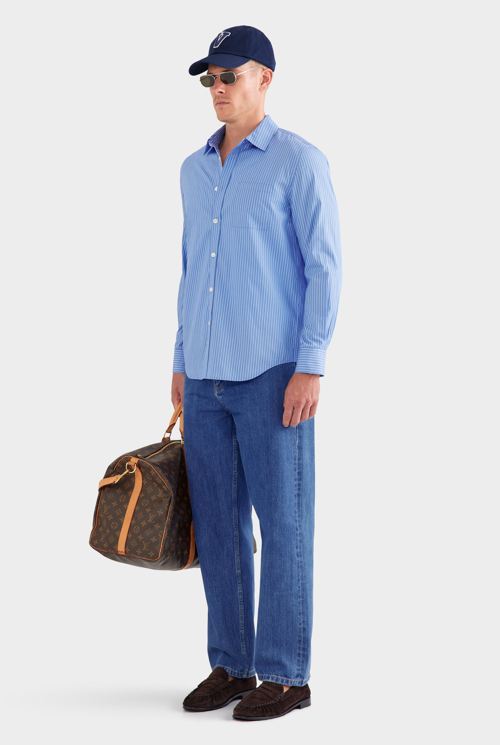 Stripe Cotton Shirt - Blue/White Stripe