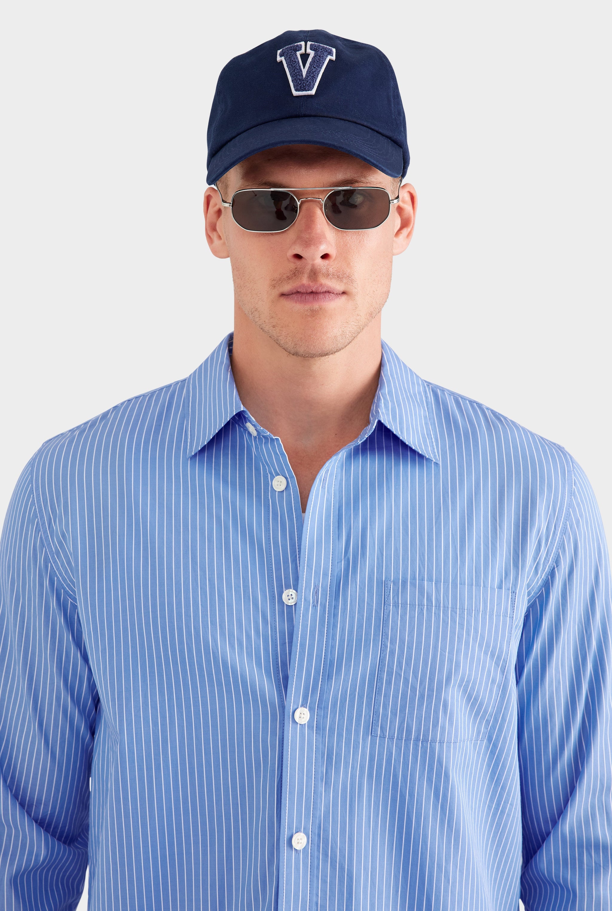 Stripe Cotton Shirt - Blue/White Stripe