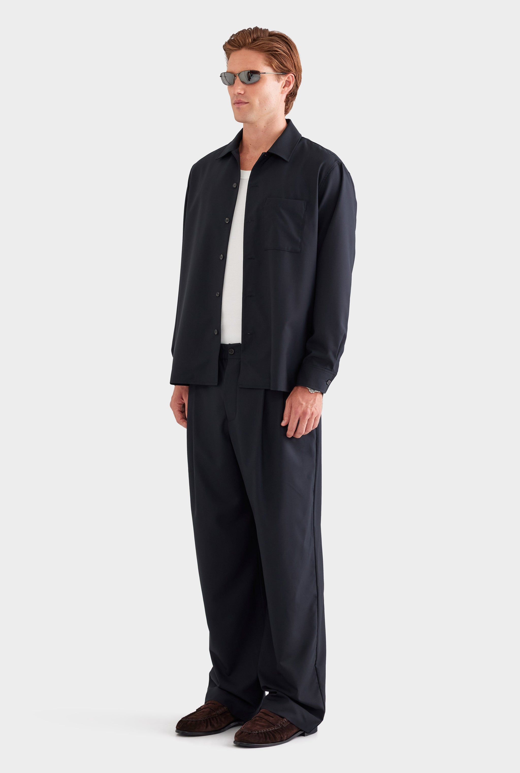 Wool Long Sleeve Shirt - Black