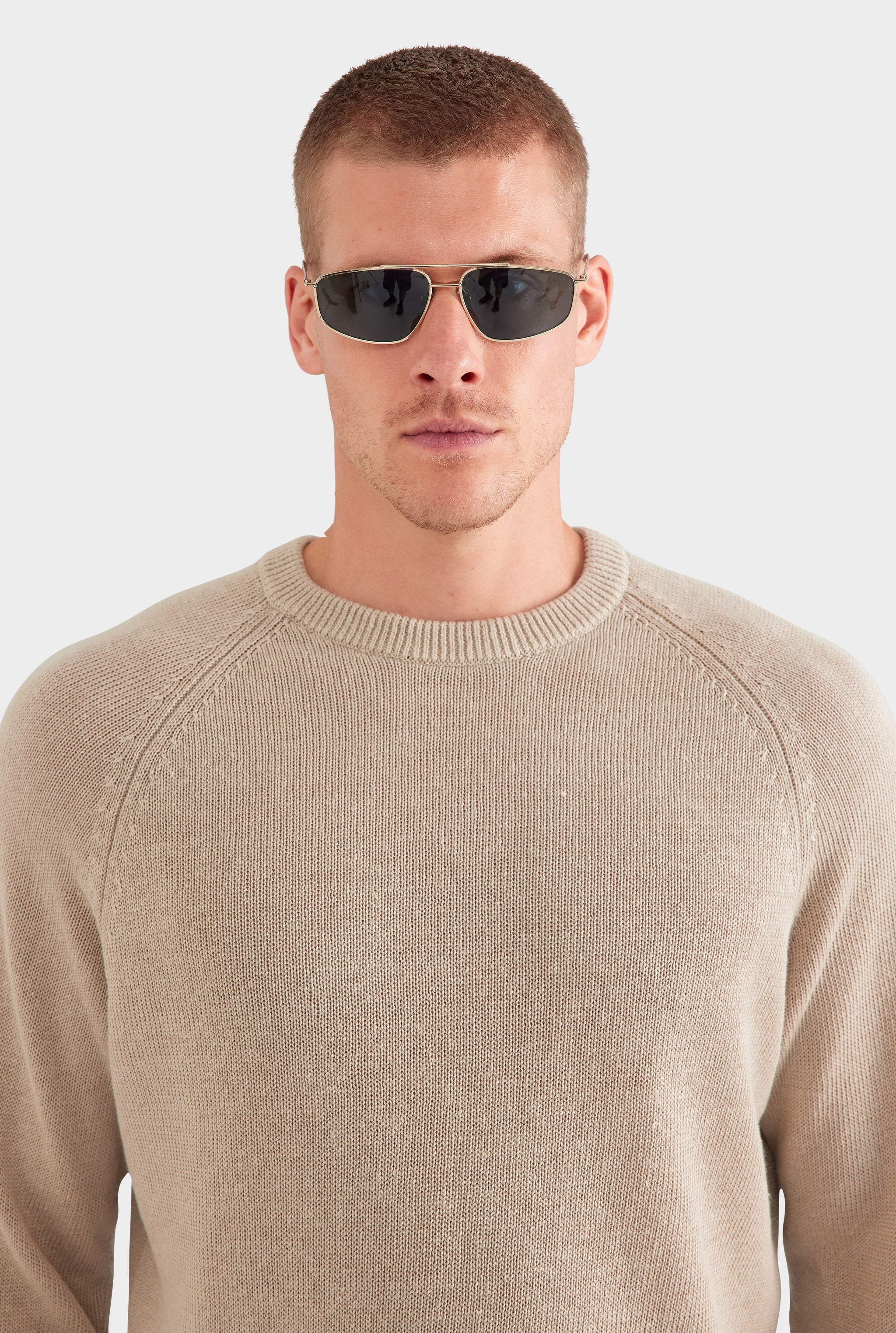 Linen Raglan Sweater - Taupe
