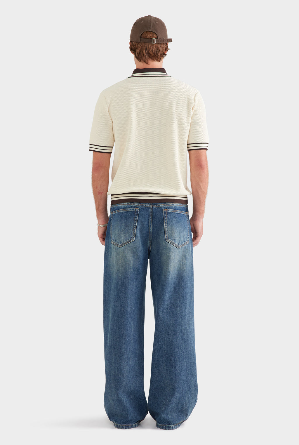 Knitted Soccer Polo - Off White/Coffee