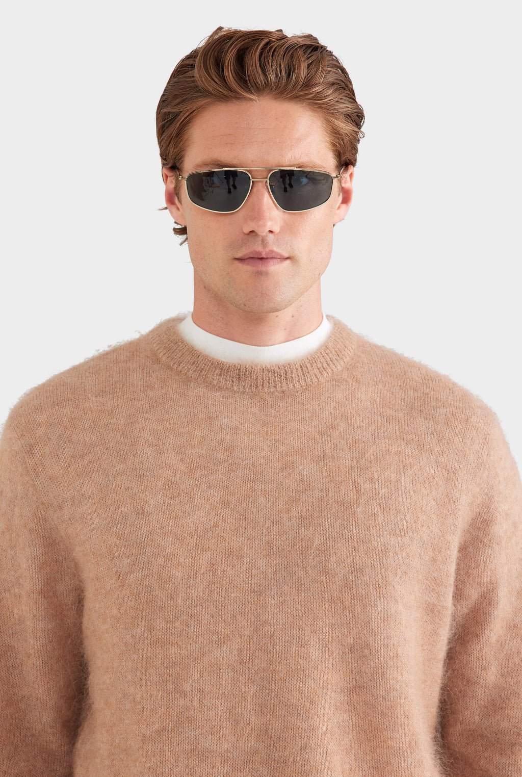 Alpaca Mohair Crewneck Sweater - Pebble