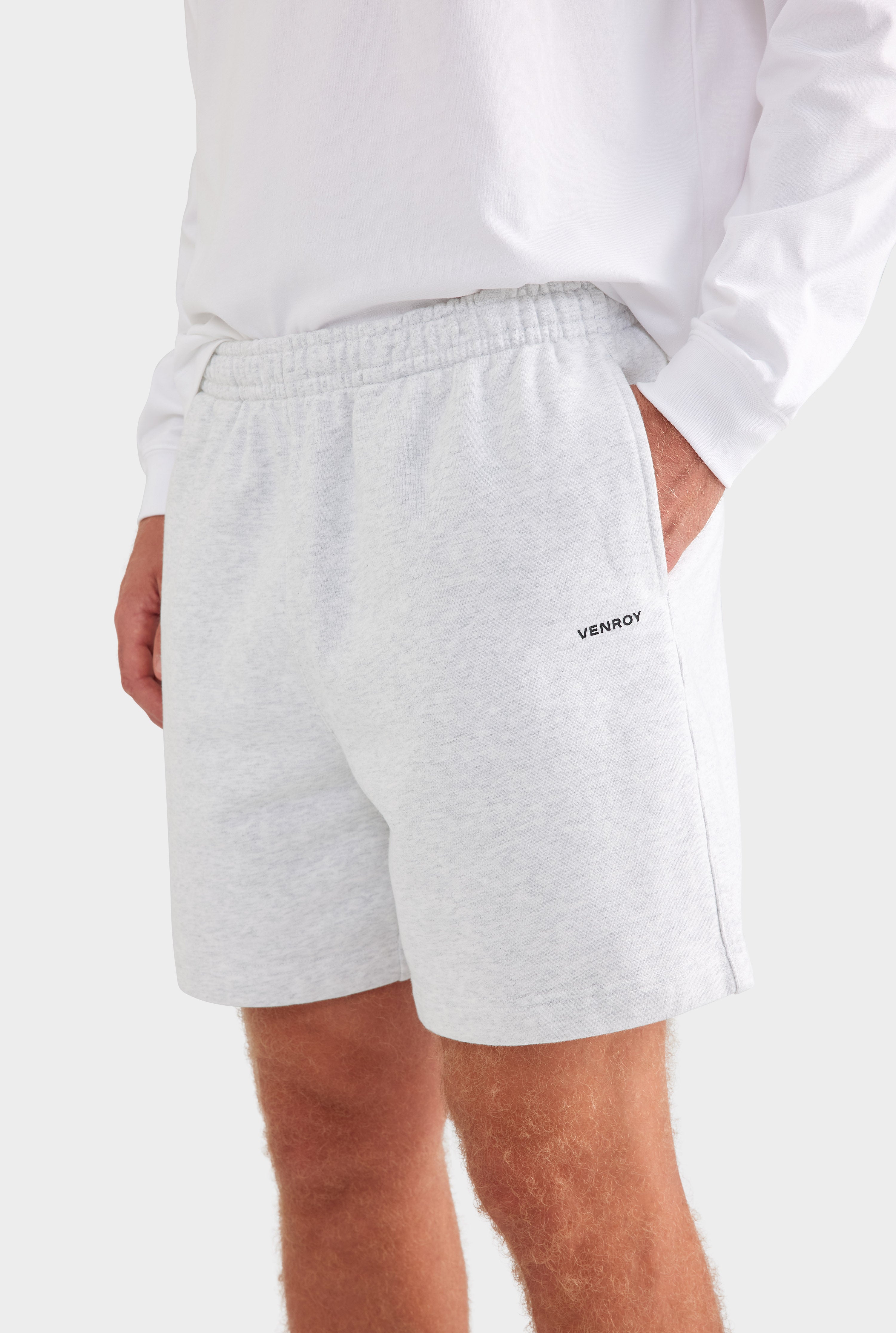 Fleece Track Short - Light Grey Marl