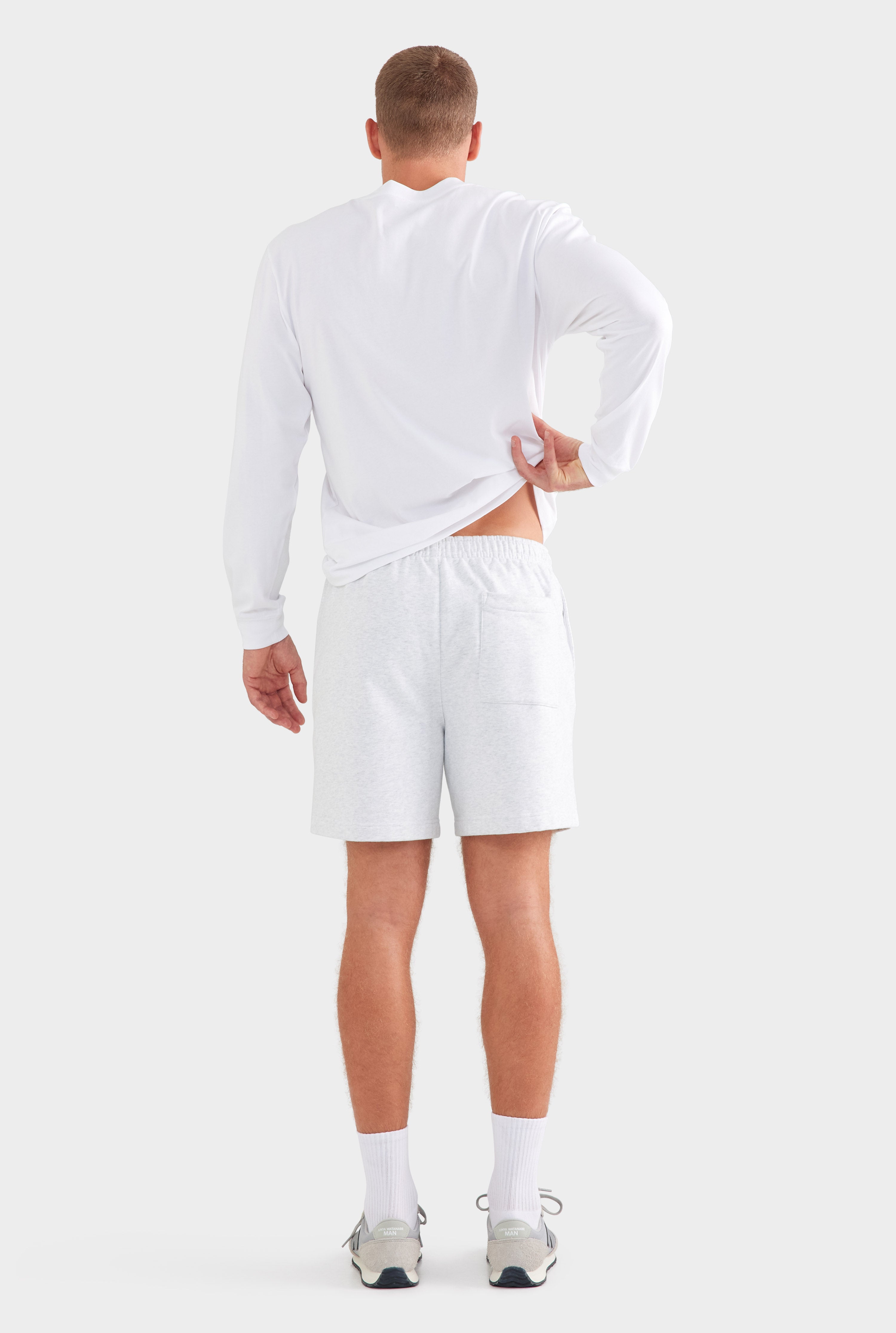Fleece Track Short - Light Grey Marl