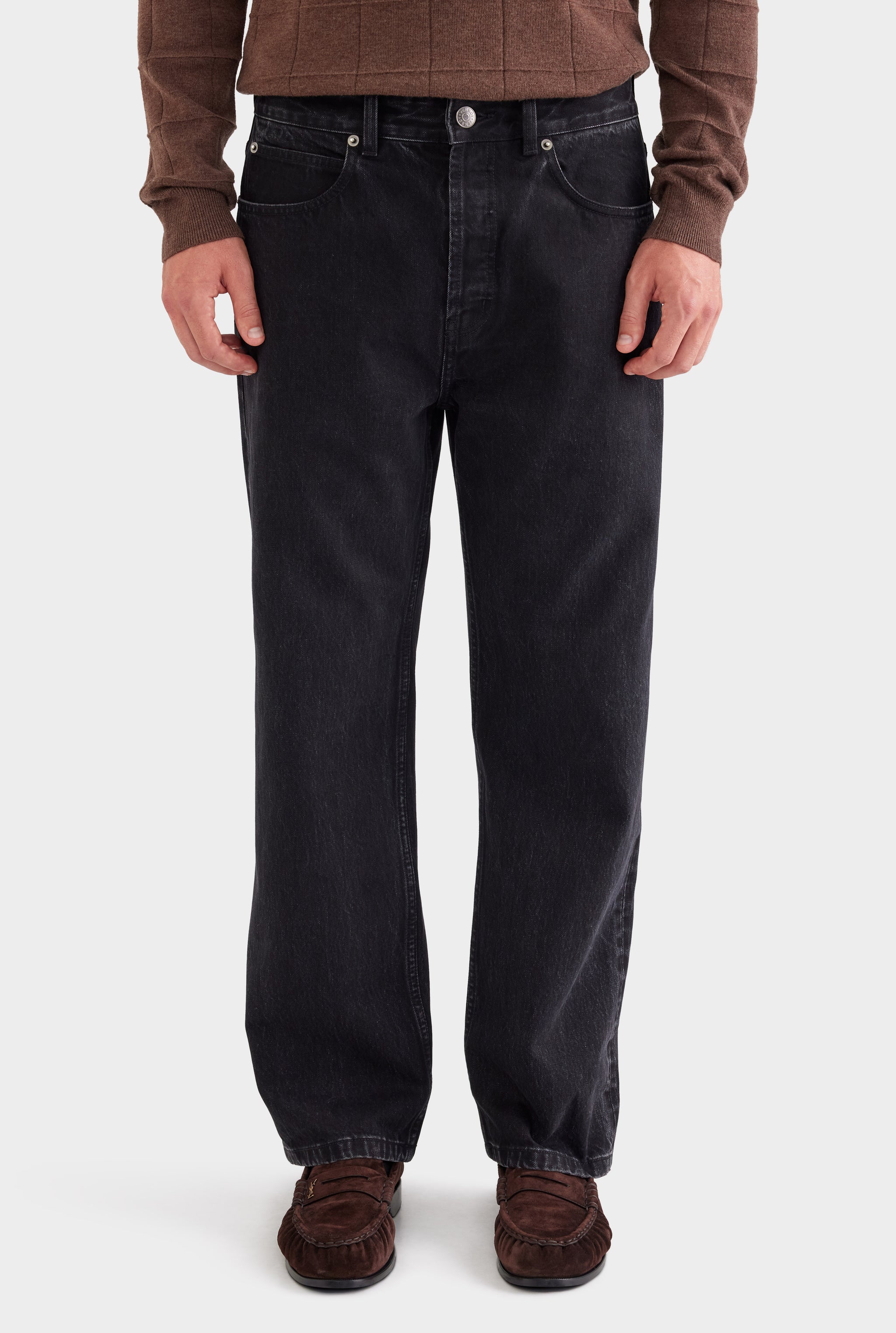 Straight Leg Denim Jean - Washed Black
