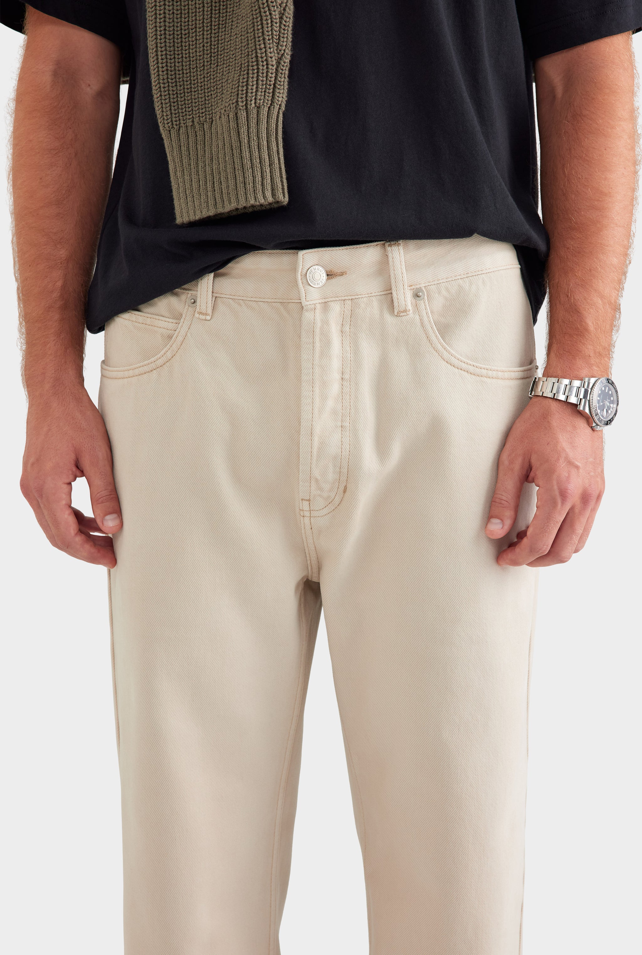 Pigment Dyed Straight Leg Denim Jean - Washed Stone