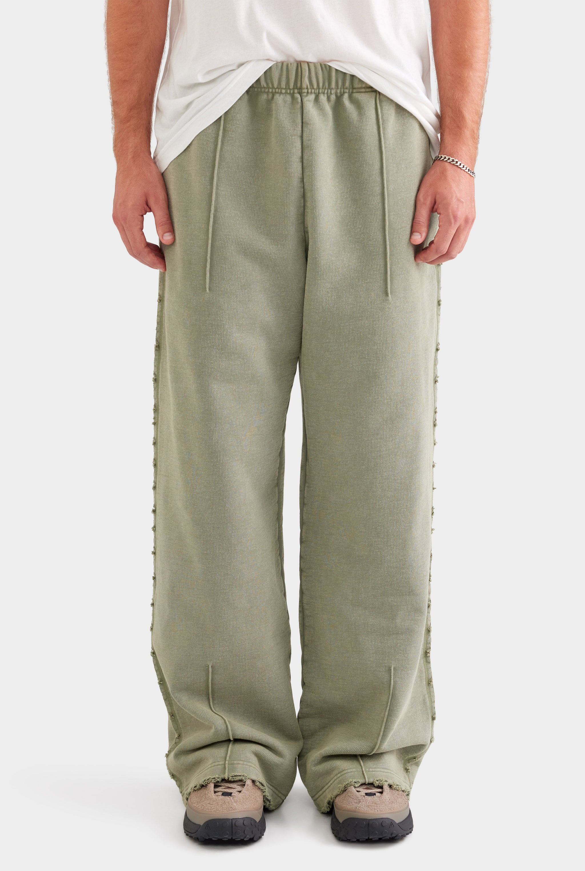 Distressed Heavyweight Track Pant - Washed Olive