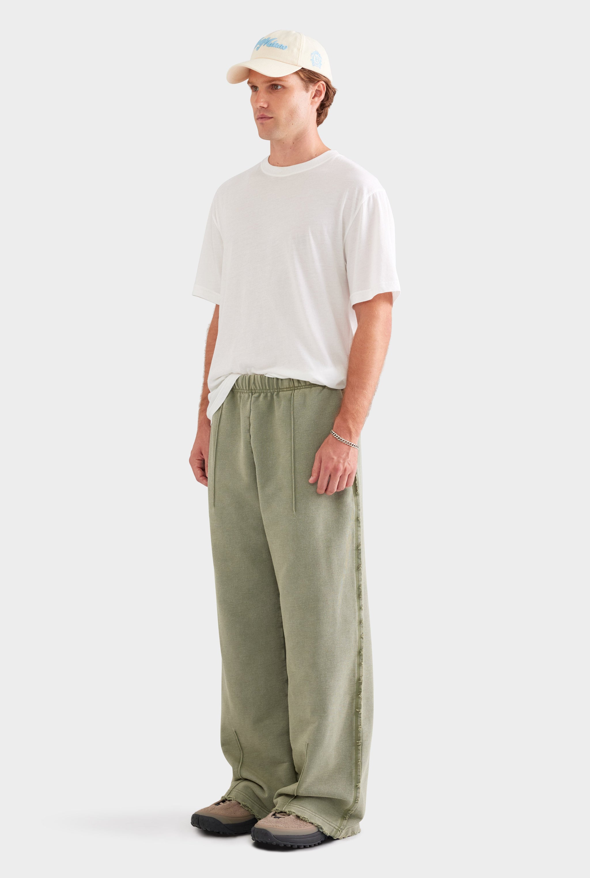 Distressed Heavyweight Track Pant - Washed Olive
