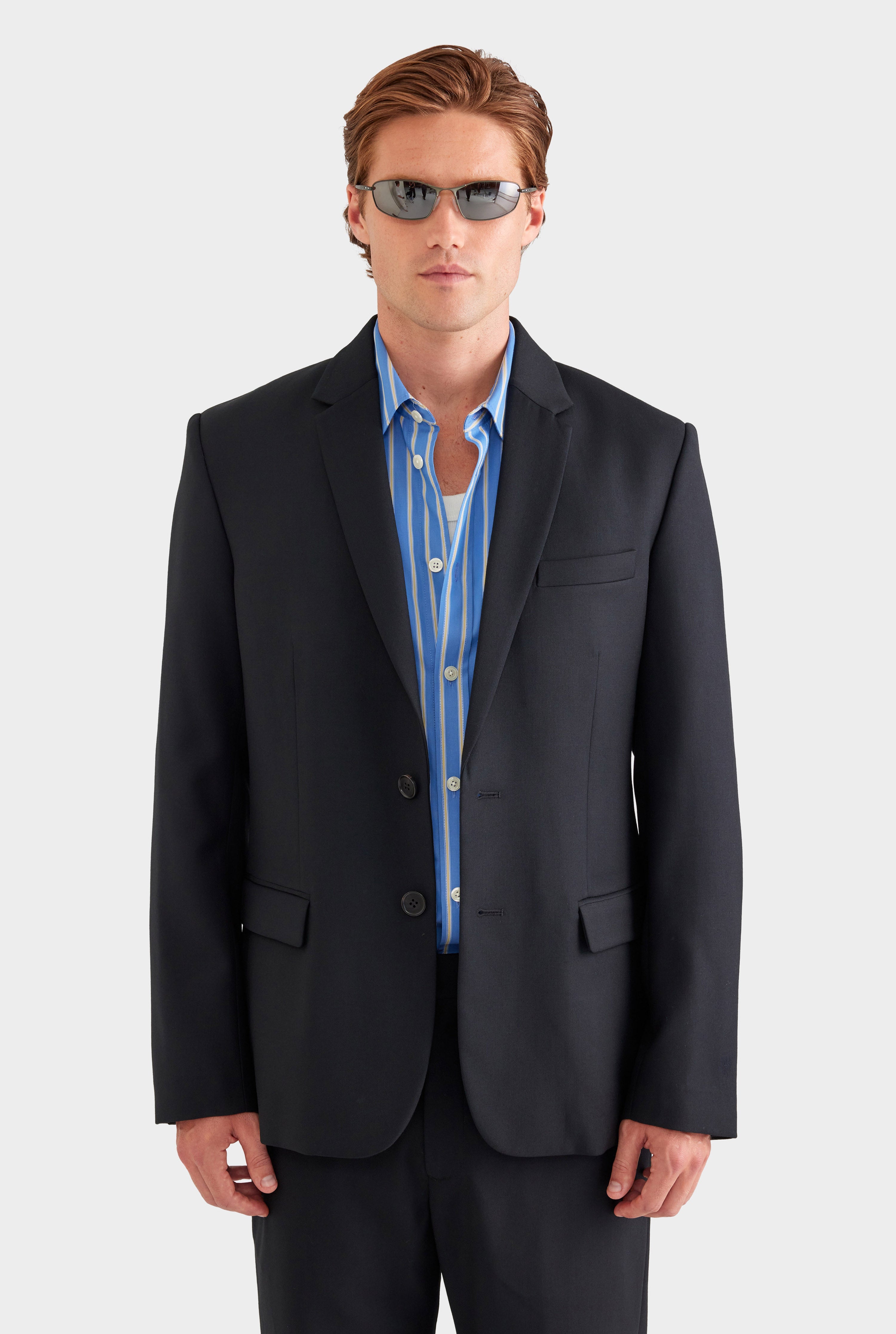 Tailored Wool Suit Jacket - Black