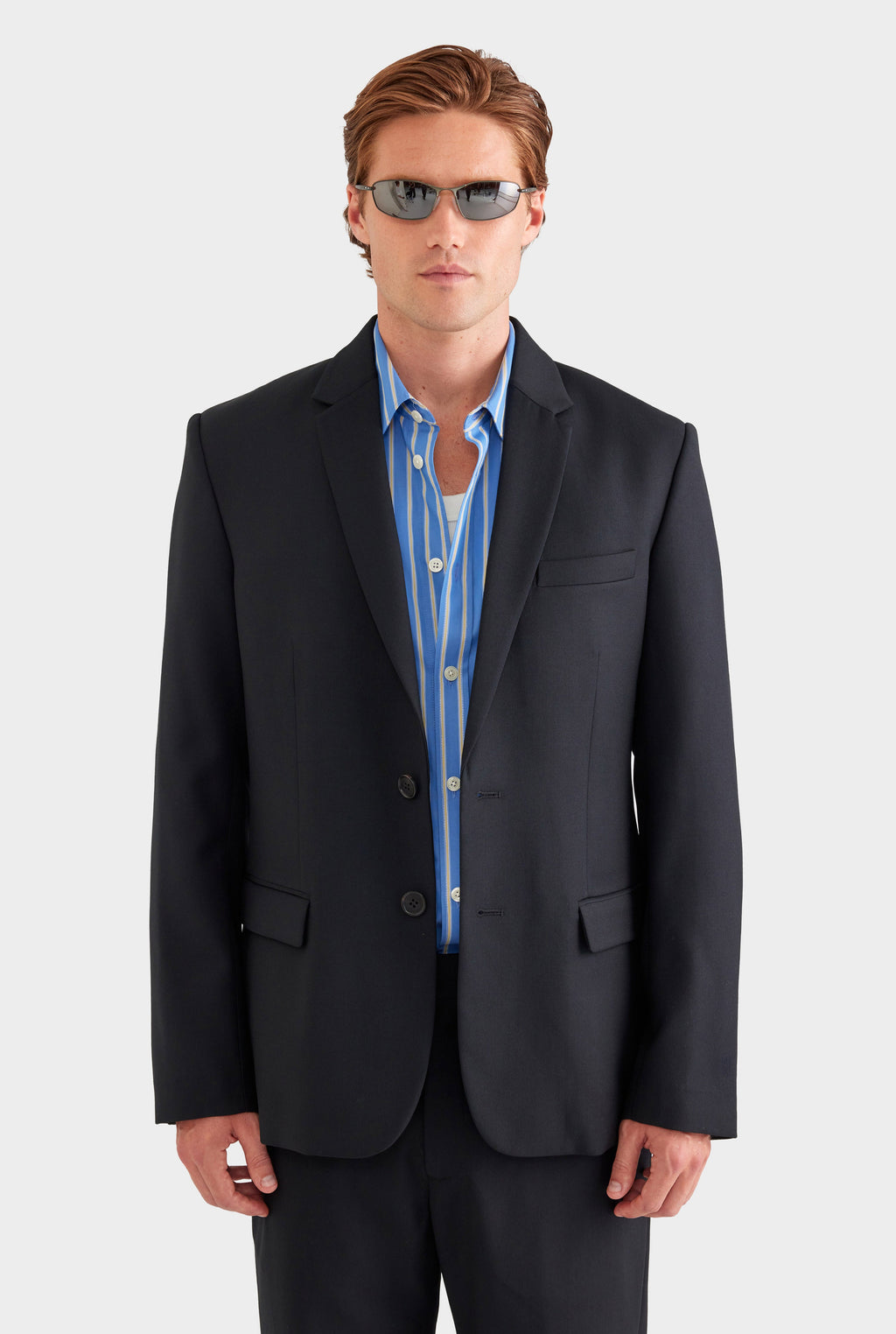 Tailored Wool Suit Jacket - Black
