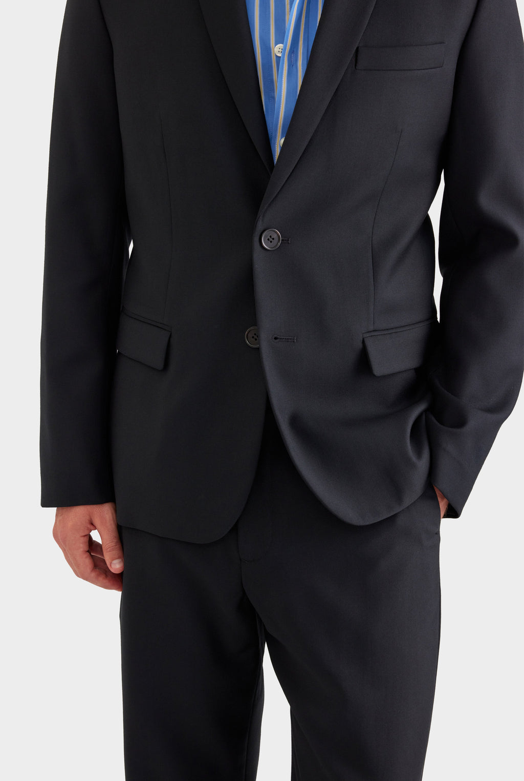 Tailored Wool Suit Jacket - Black