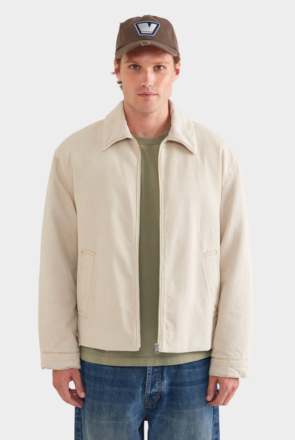 Pigment Dyed Denim Wadded Jacket - Washed Stone