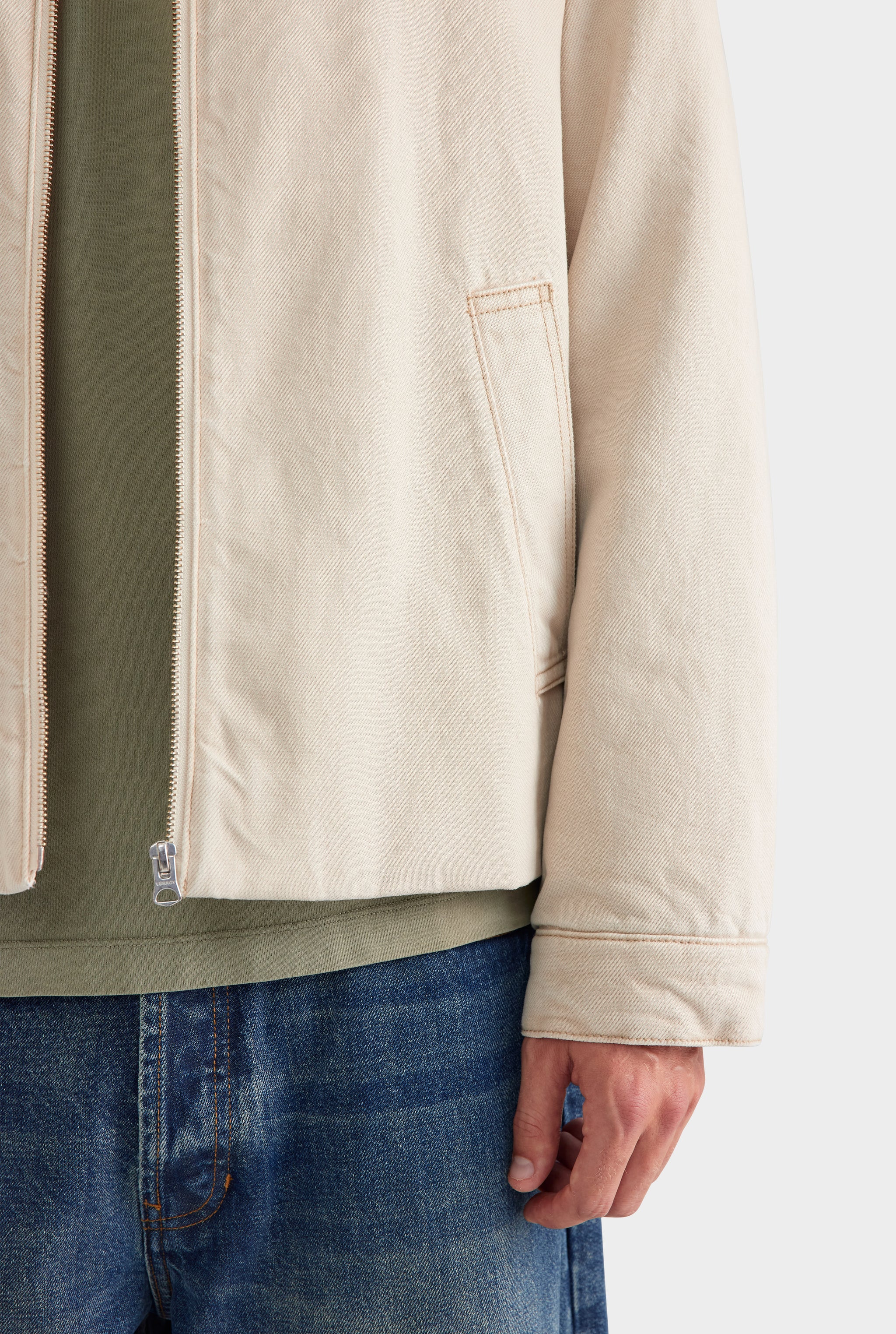 Pigment Dyed Denim Wadded Jacket - Washed Stone