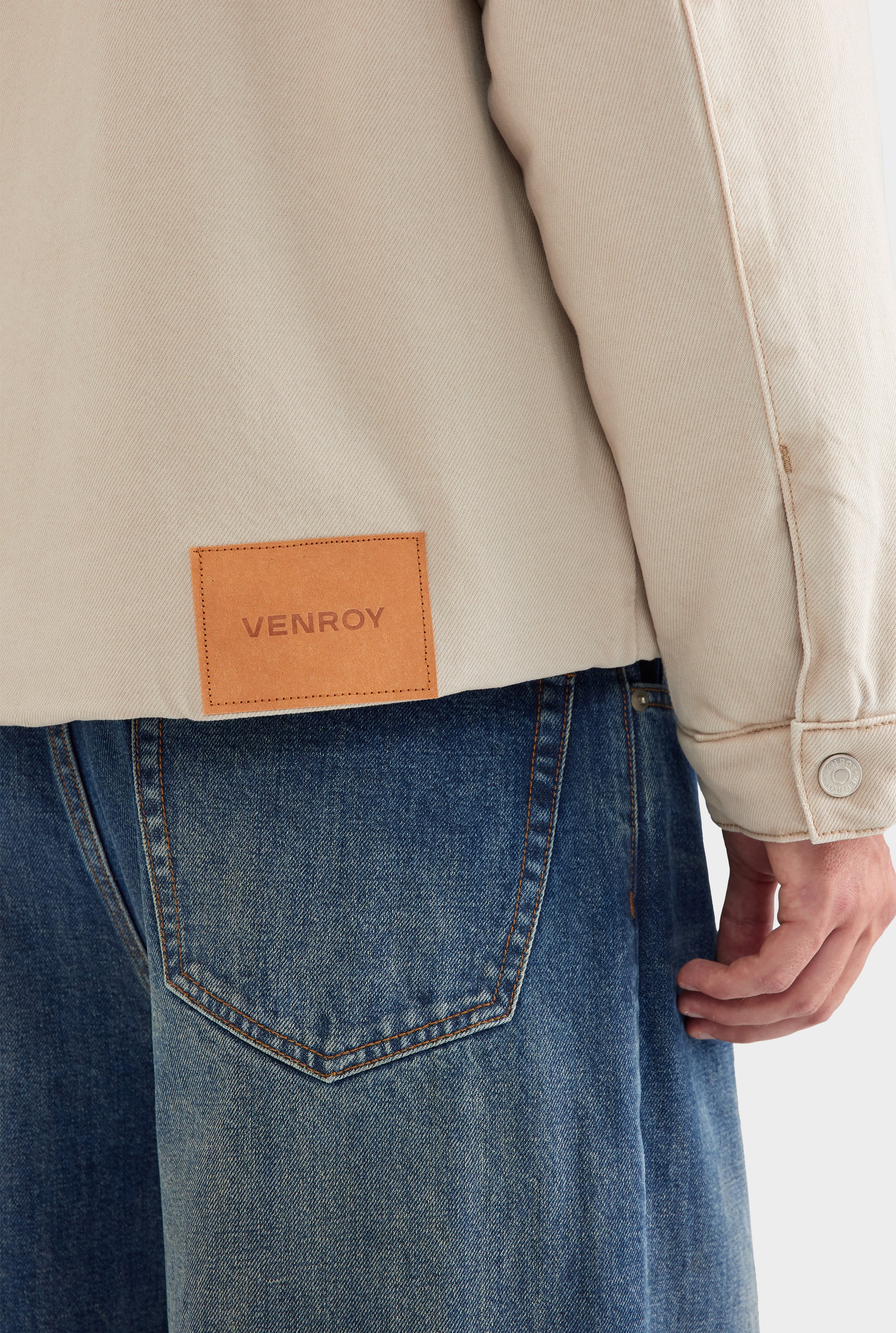 Pigment Dyed Denim Wadded Jacket - Washed Stone