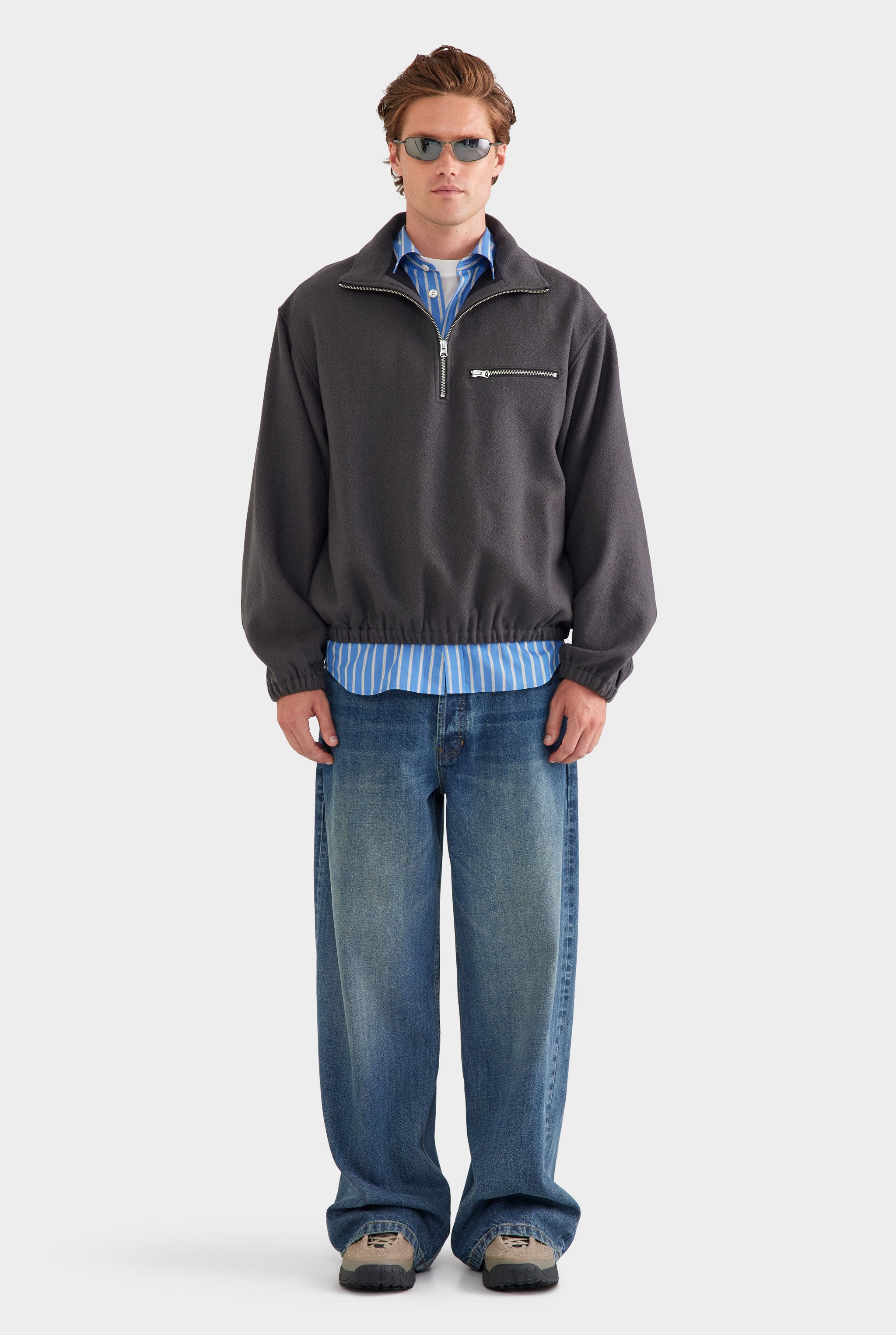 Wool Fleece Quarter Zip - Charcoal