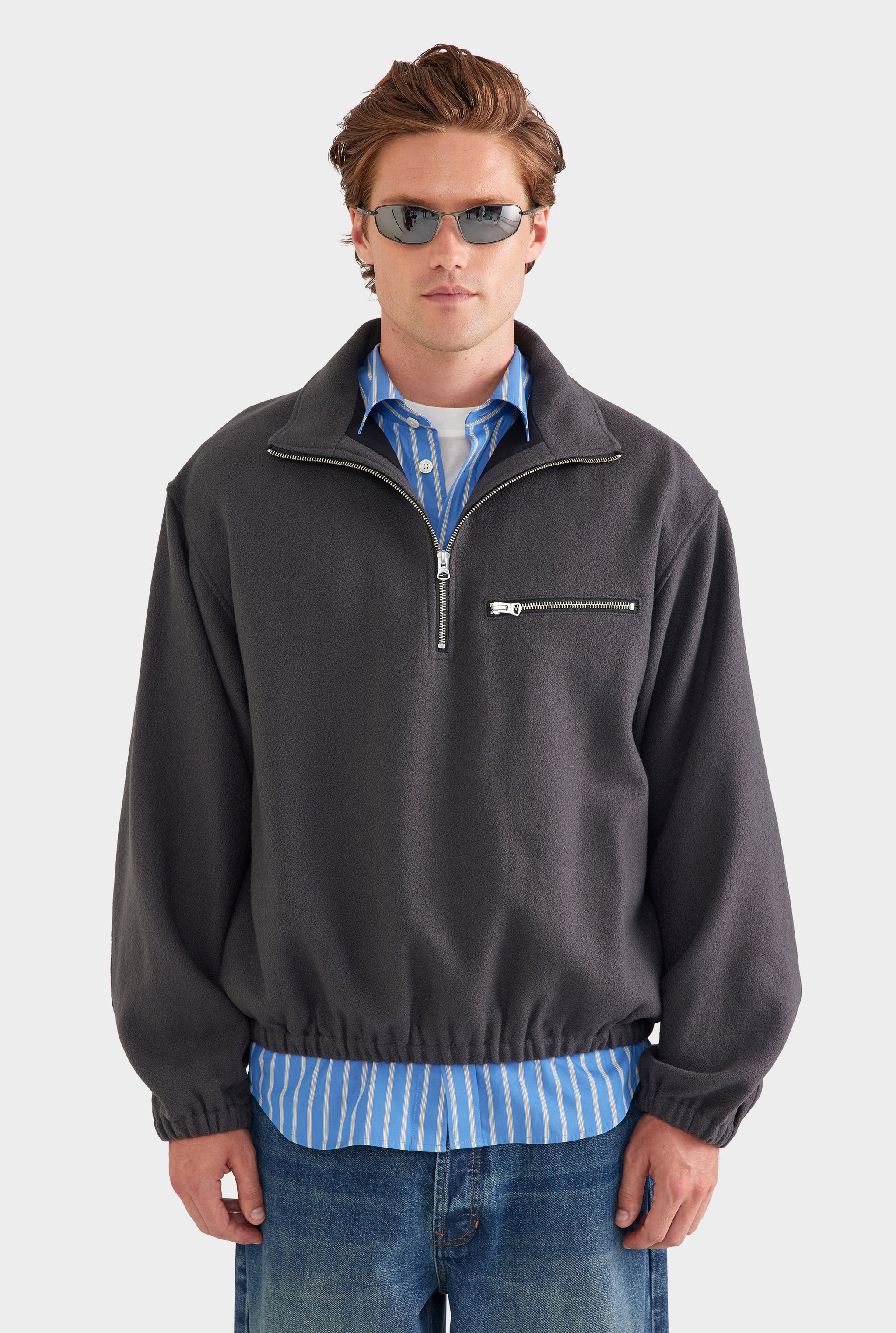 Wool Fleece Quarter Zip - Charcoal