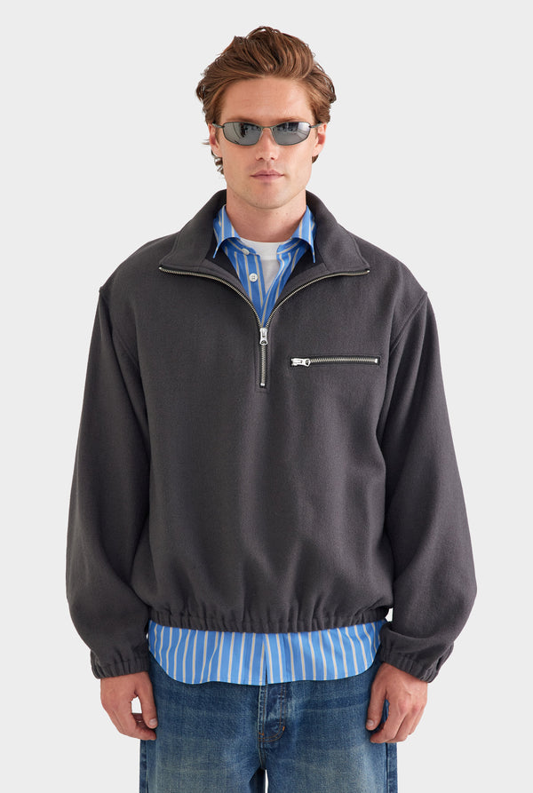Wool Fleece Quarter Zip - Charcoal
