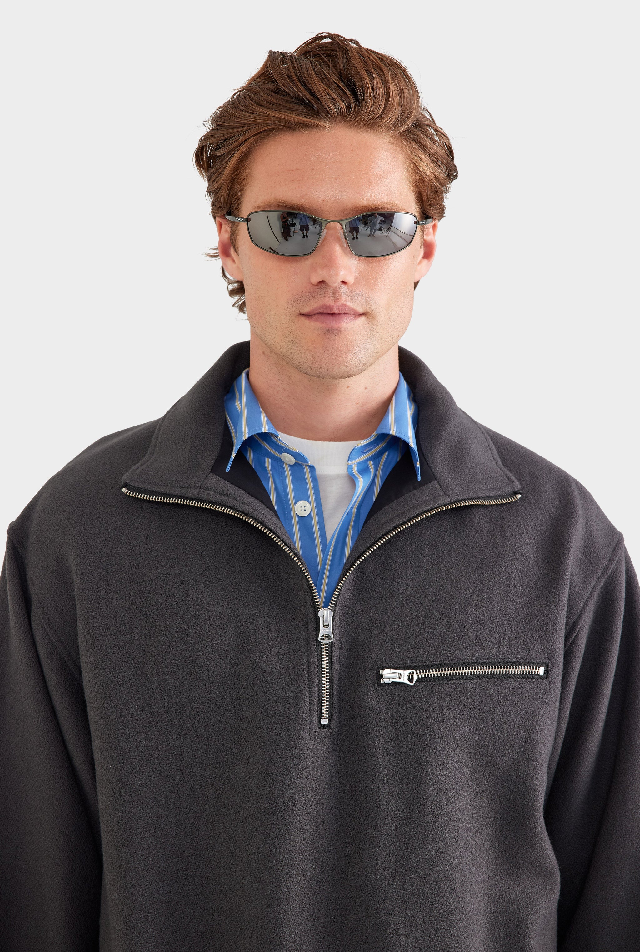 Wool Fleece Quarter Zip - Charcoal