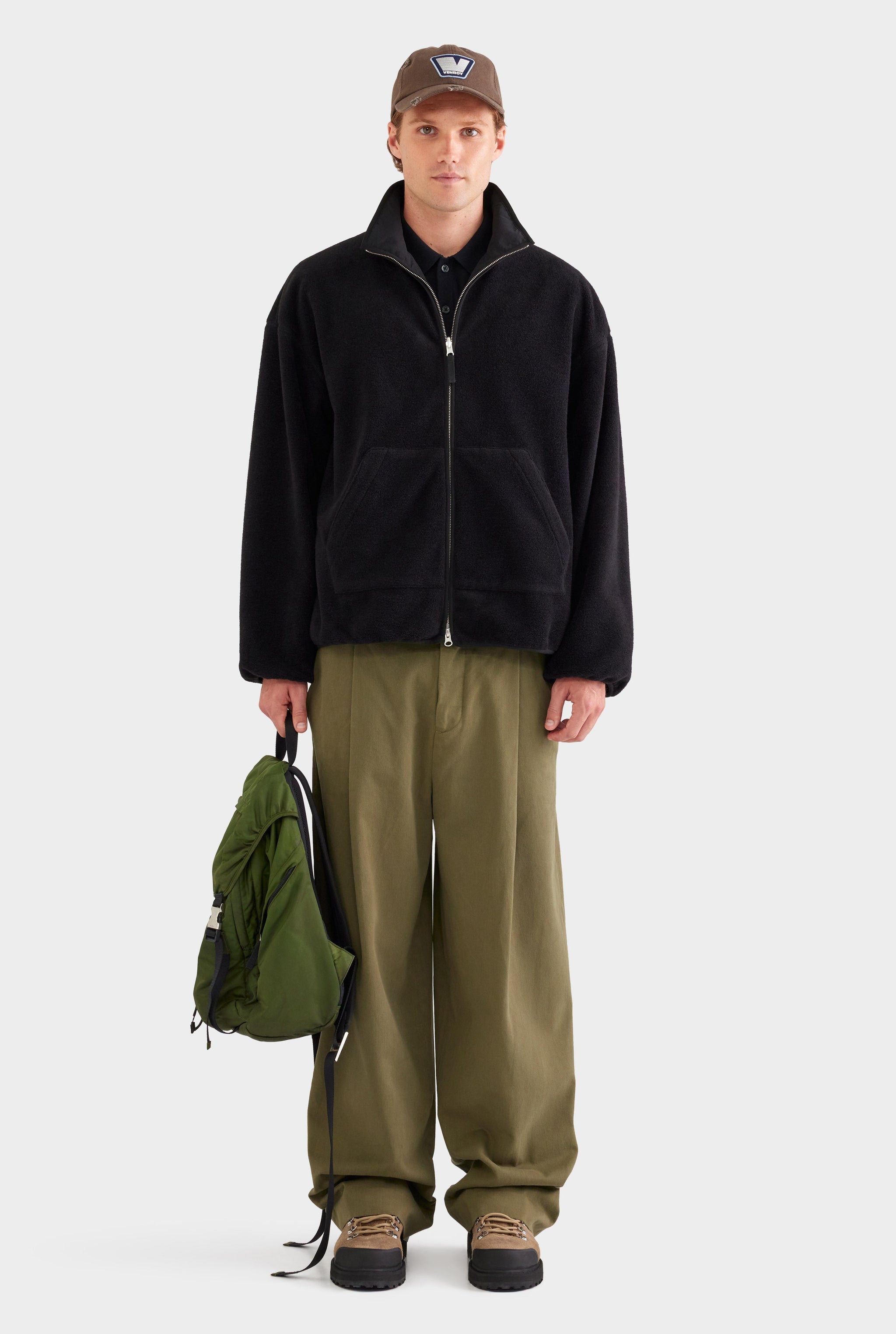 Reversible Fleece Zip Through Jacket - Black