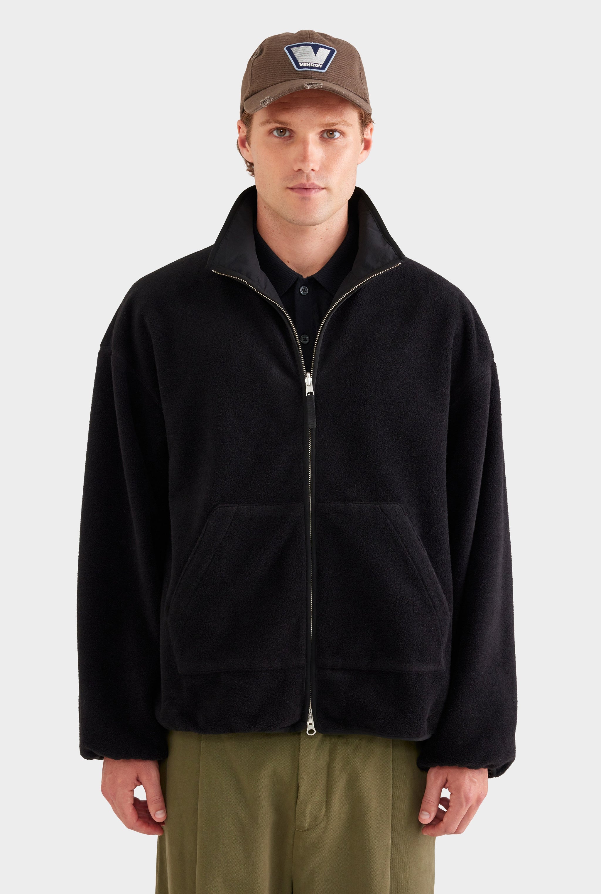 Reversible Fleece Zip Through Jacket - Black
