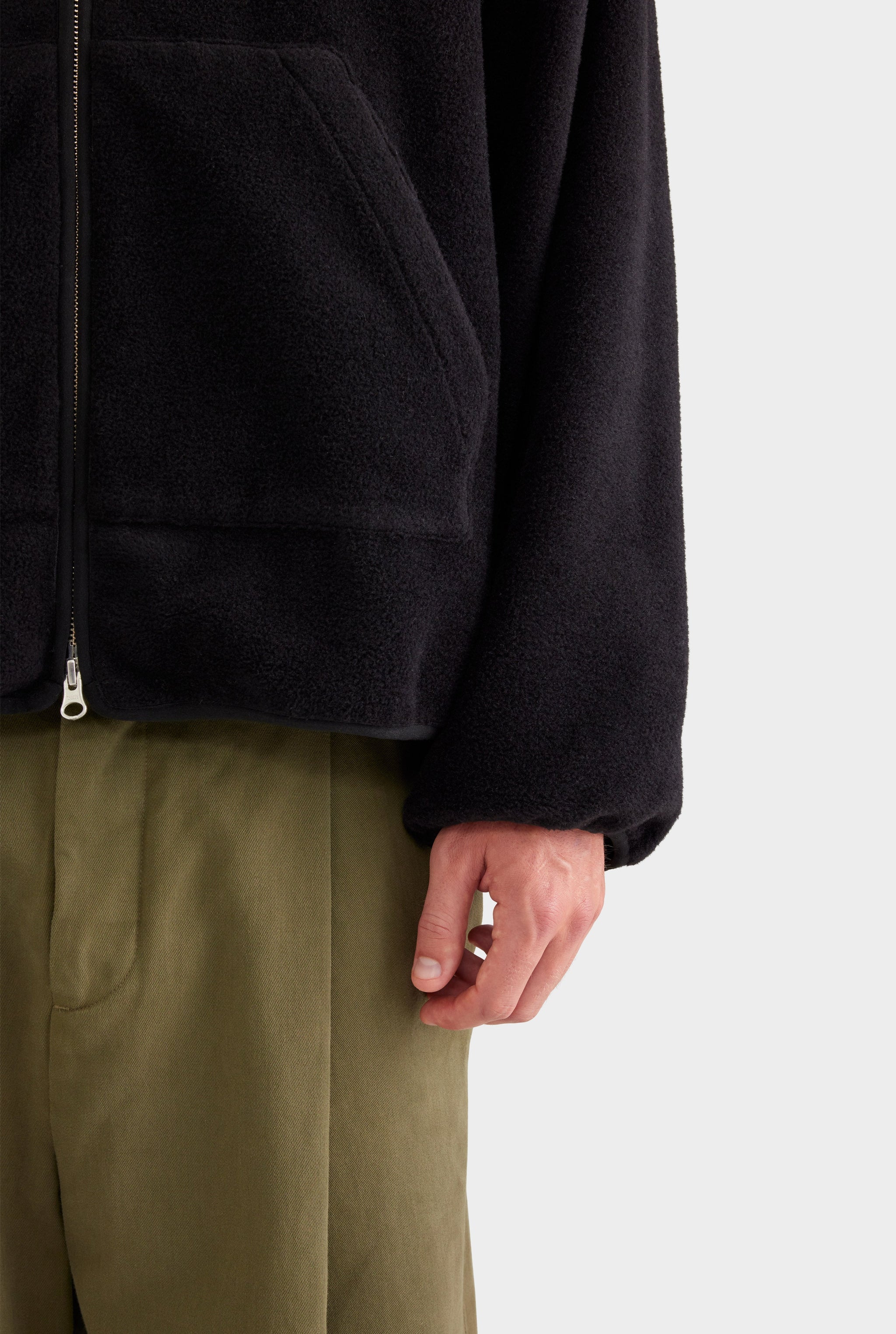 Reversible Fleece Zip Through Jacket - Black
