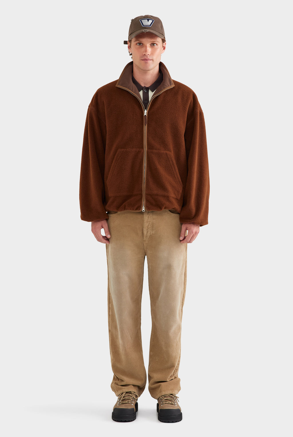 Reversible Fleece Zip Through Jacket - Brown