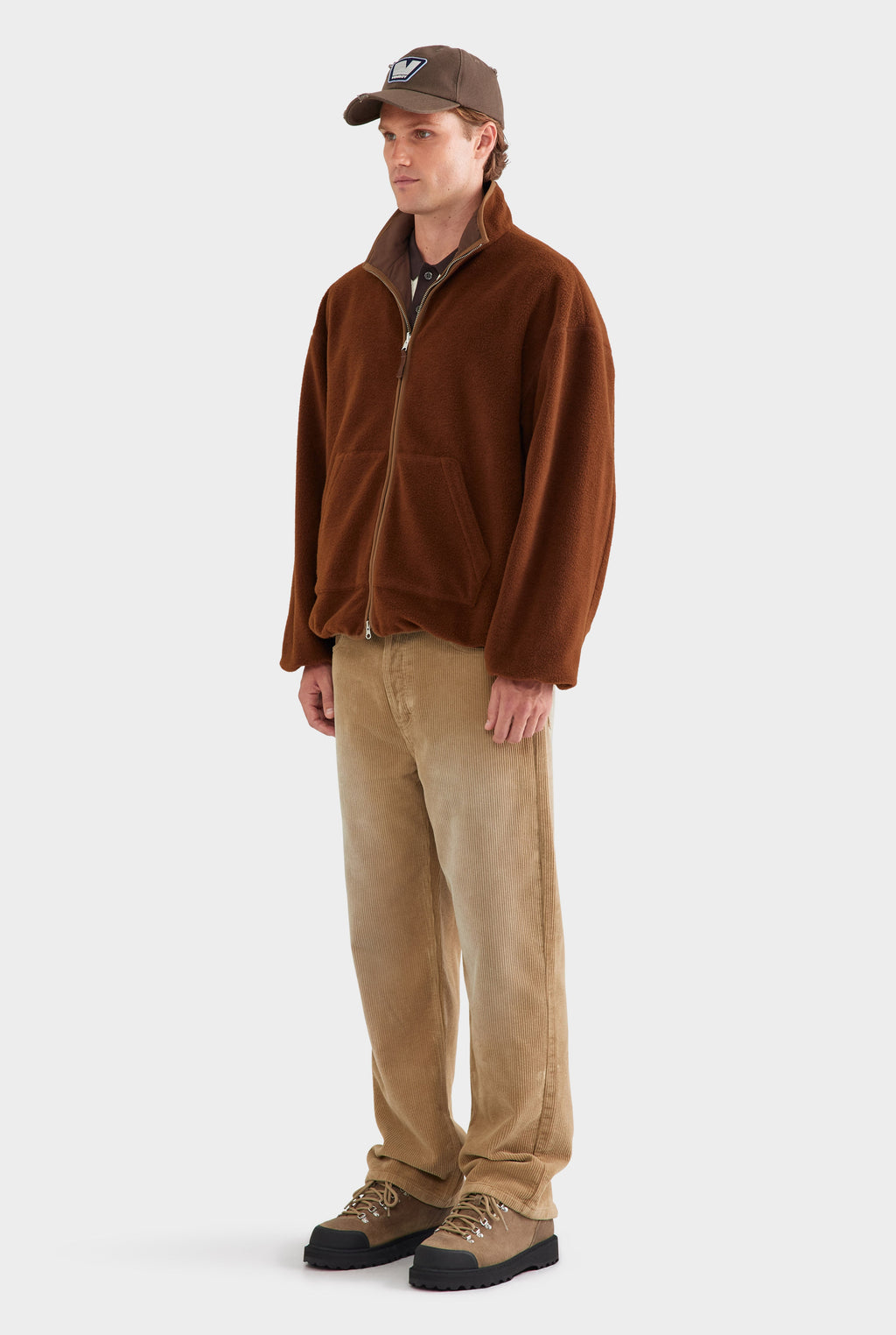 Reversible Fleece Zip Through Jacket - Brown