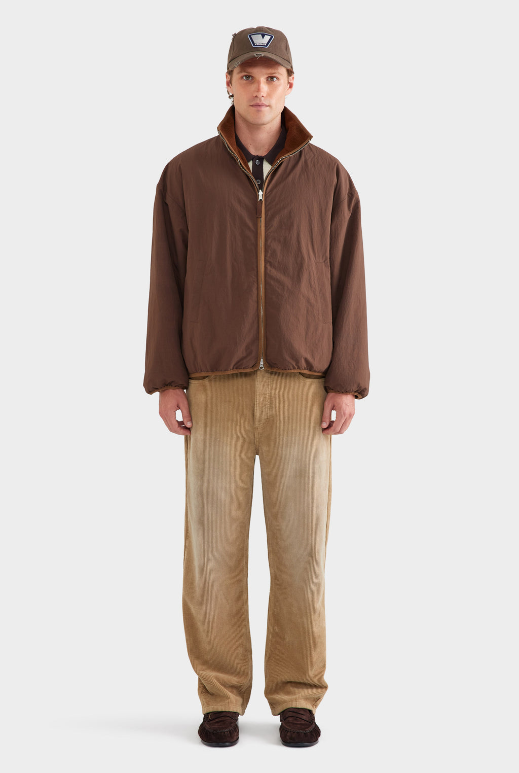 Reversible Fleece Zip Through Jacket - Brown