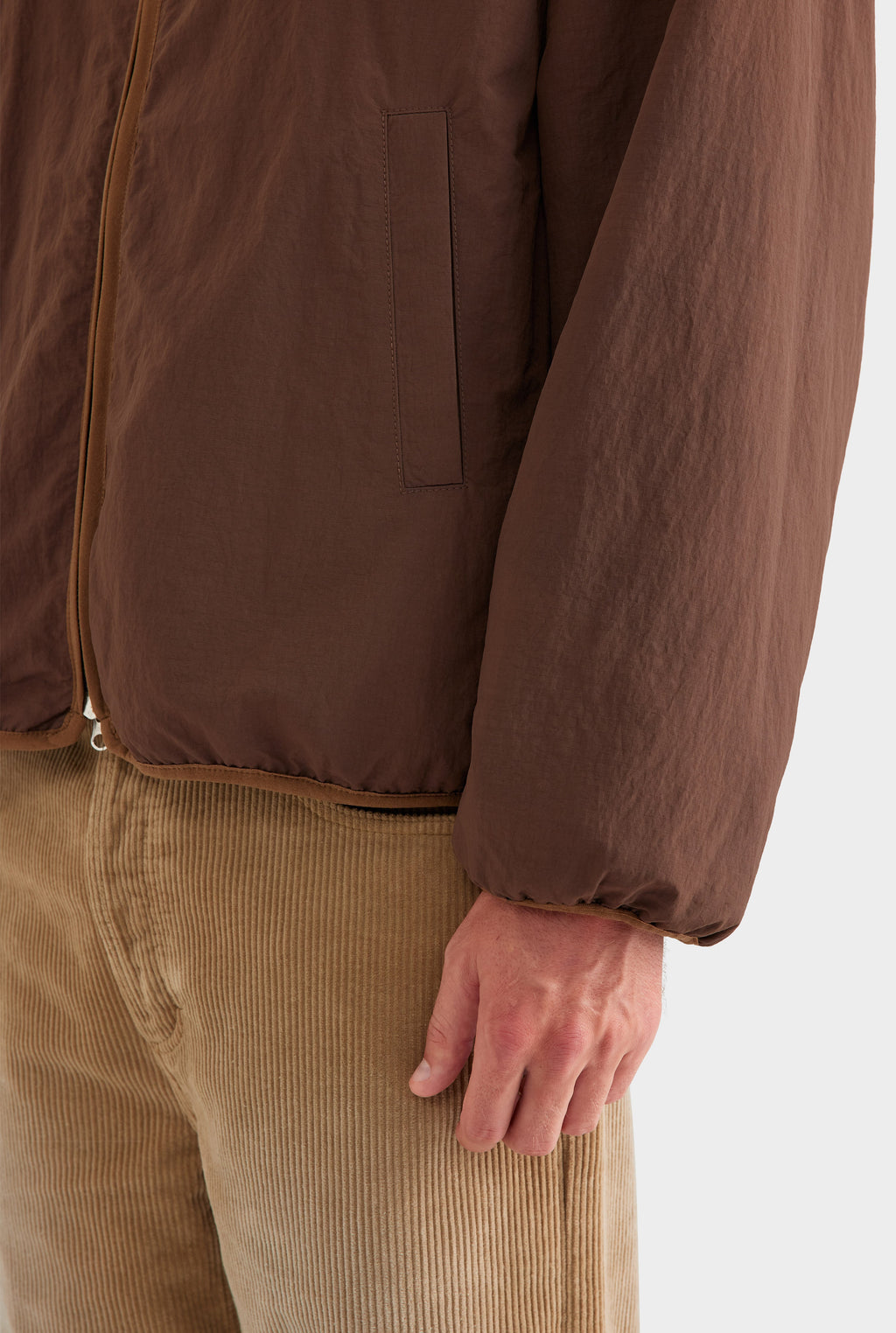 Reversible Fleece Zip Through Jacket - Brown