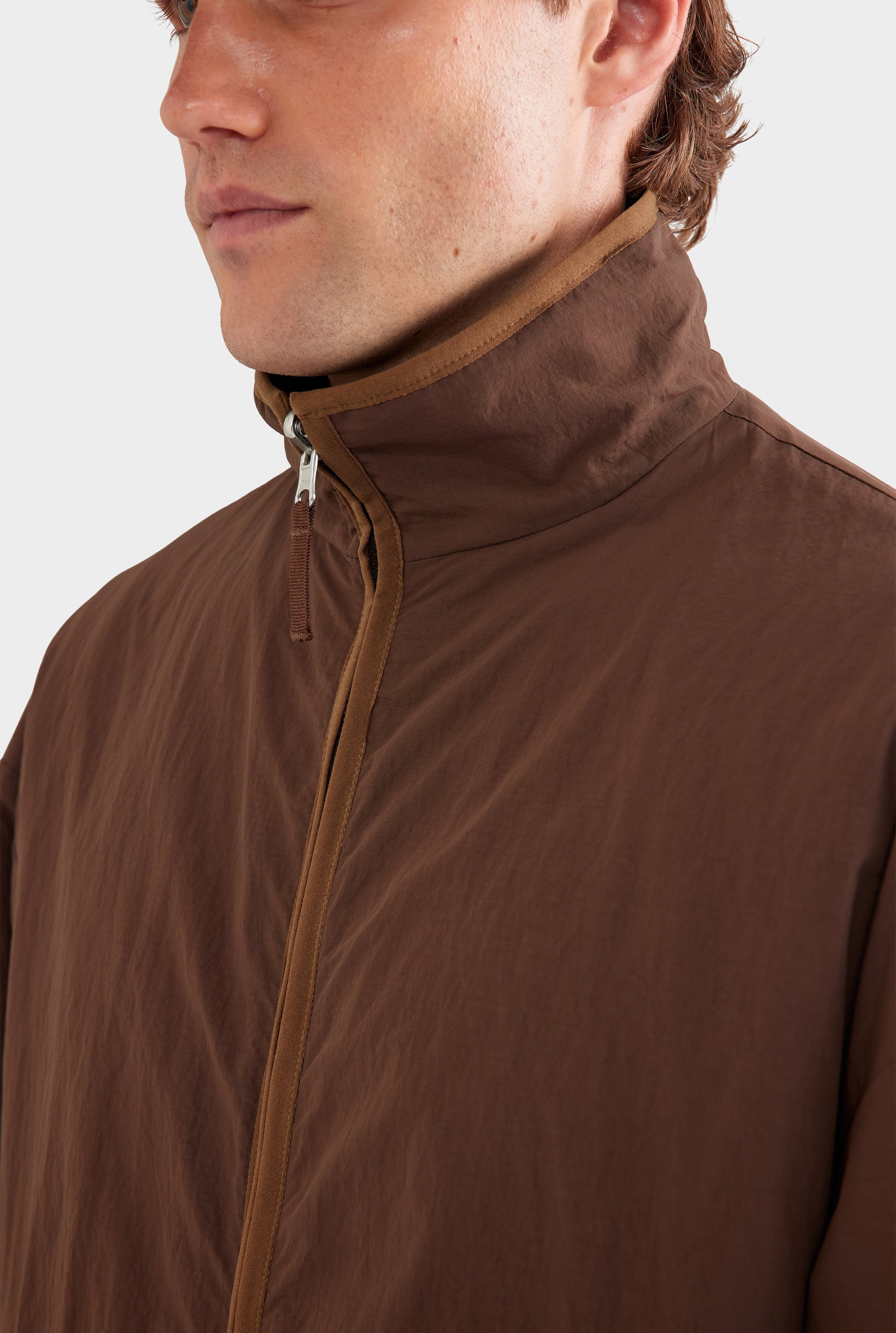 Reversible Fleece Zip Through Jacket - Brown