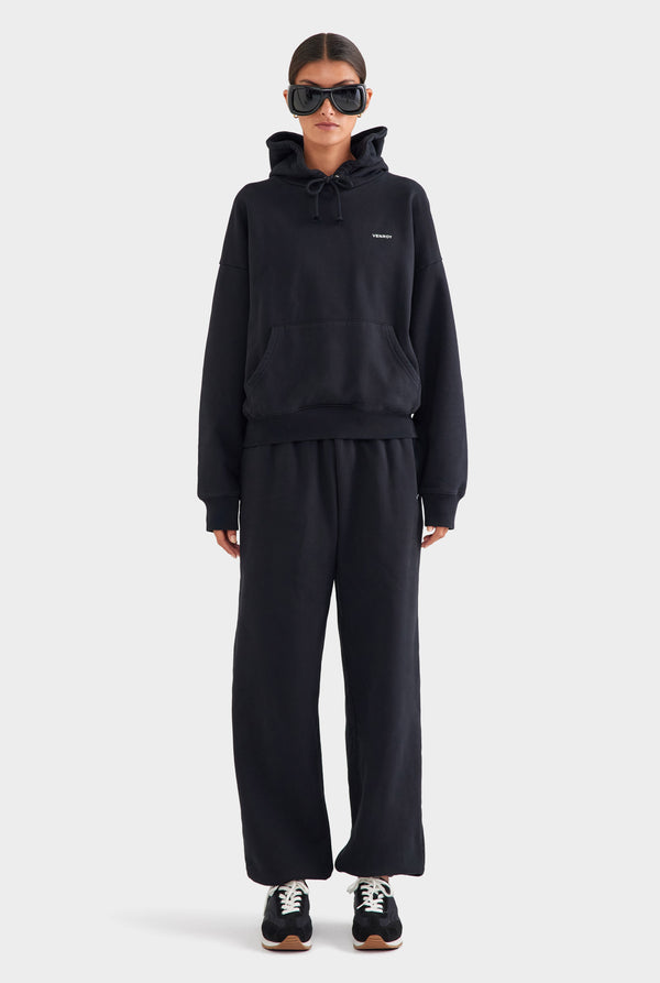 Fleece Track Hoodie - Black