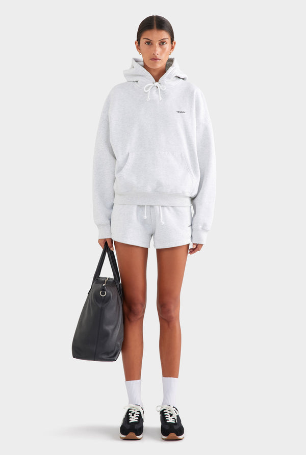 Fleece Track Hoodie - Light Grey Marl