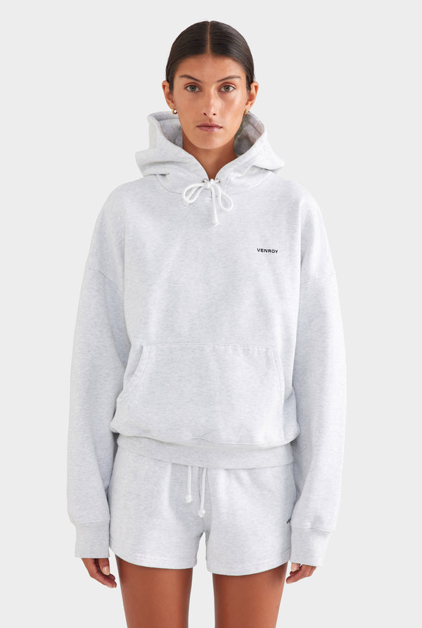 Fleece Track Hoodie - Light Grey Marl