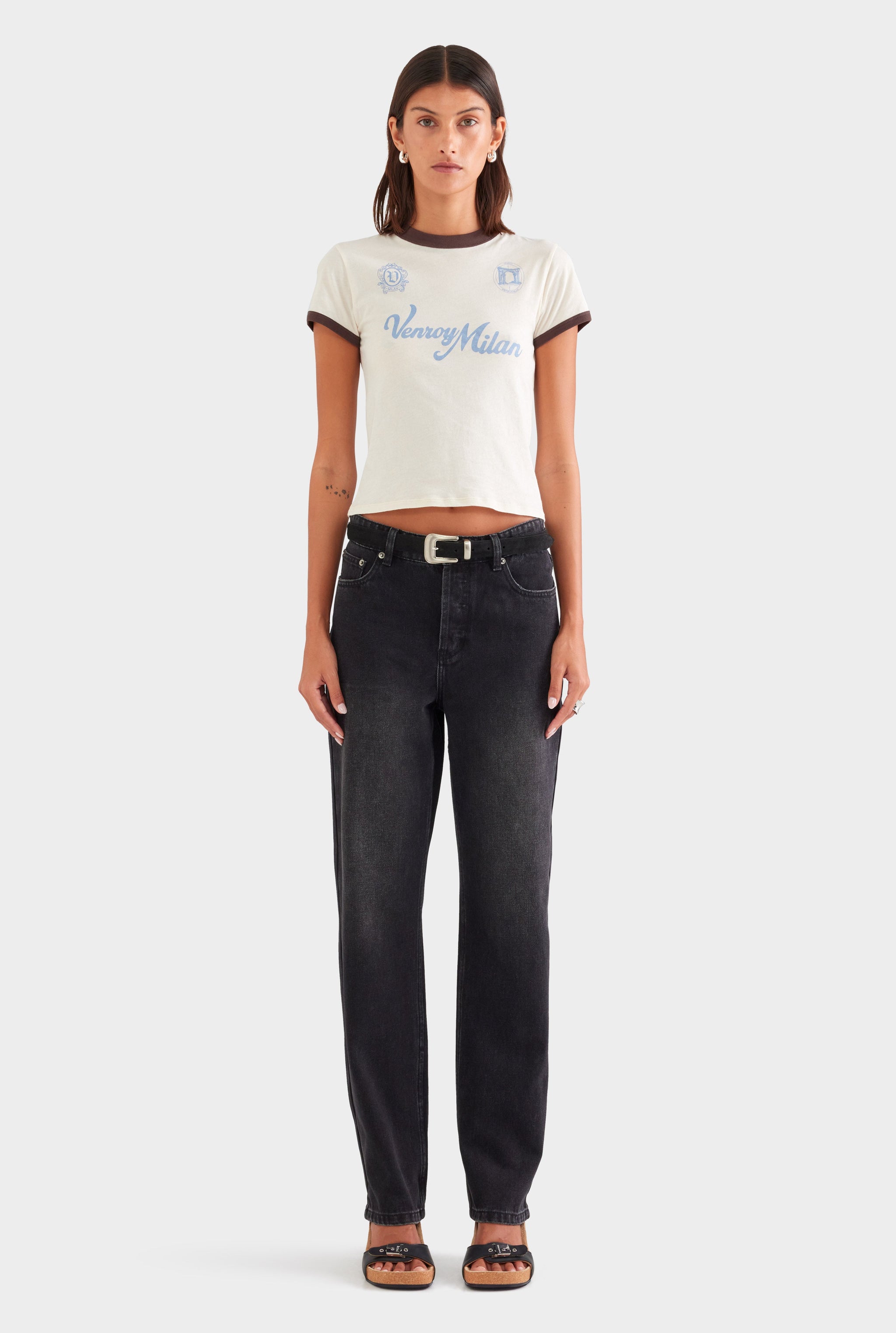 Lightweight Cotton Baby Tee - Cream/Chocolate