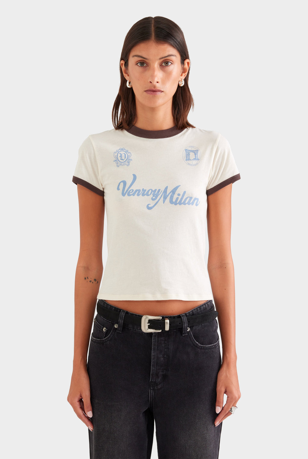Lightweight Cotton Baby Tee - Cream/Chocolate