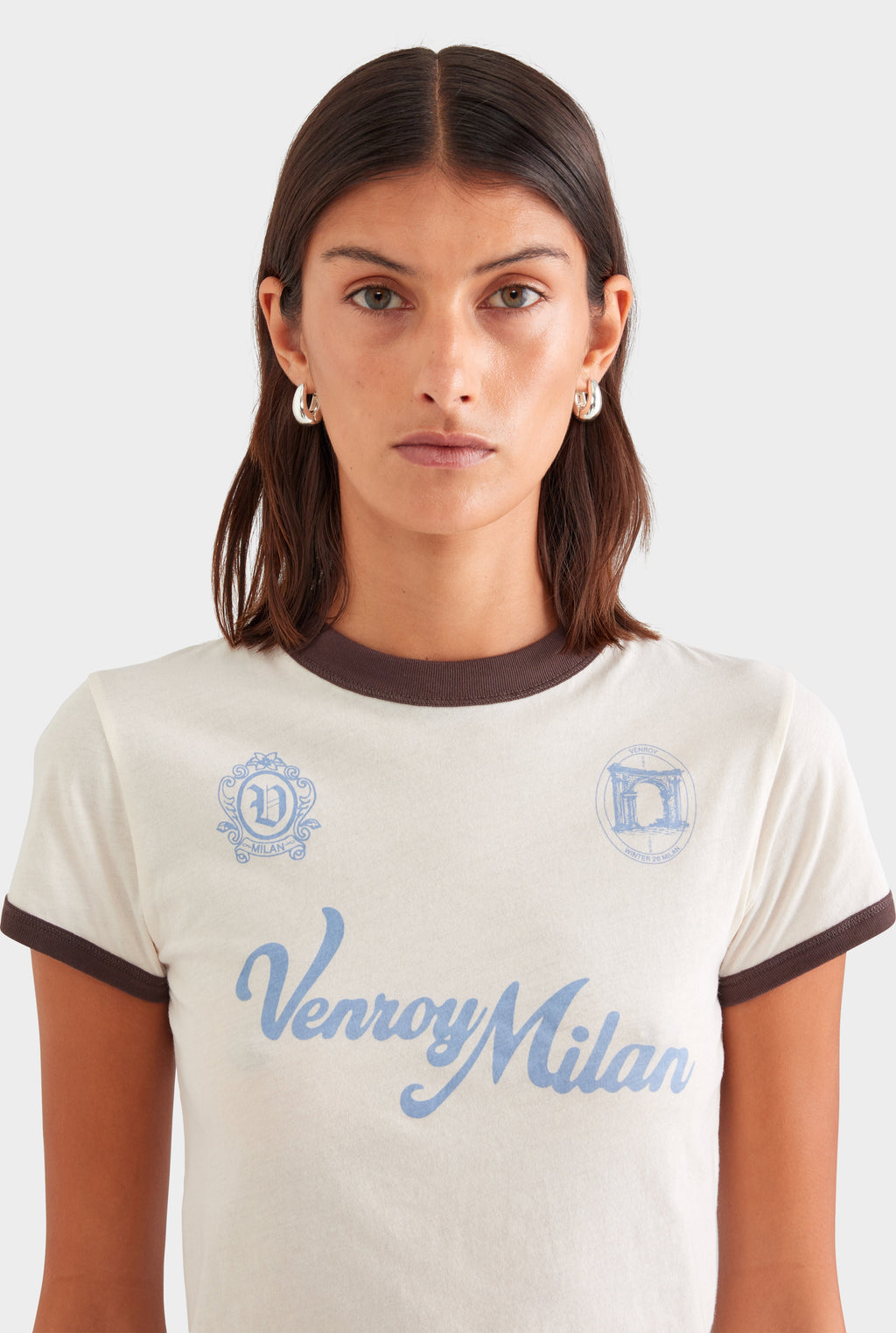Lightweight Cotton Baby Tee - Cream/Chocolate