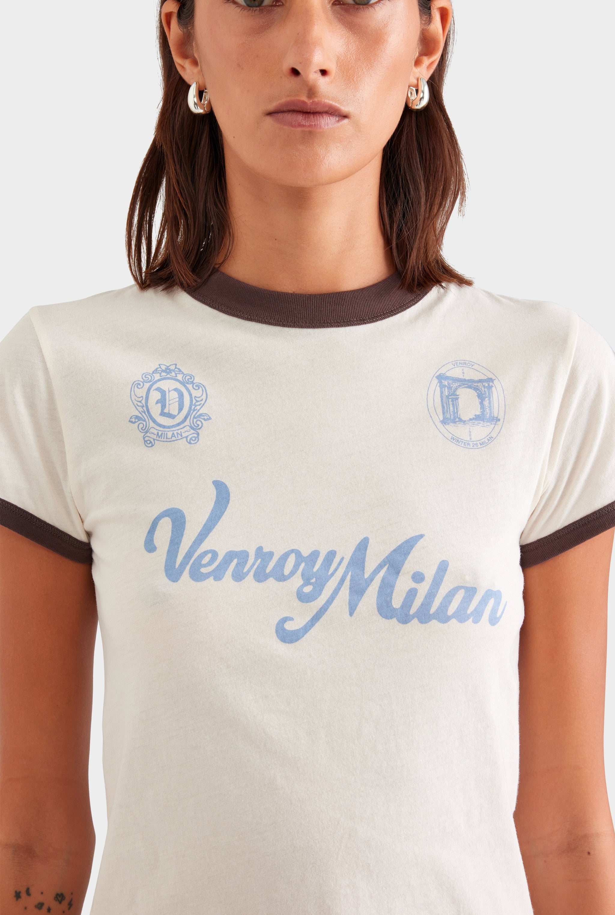 Lightweight Cotton Baby Tee - Cream/Chocolate