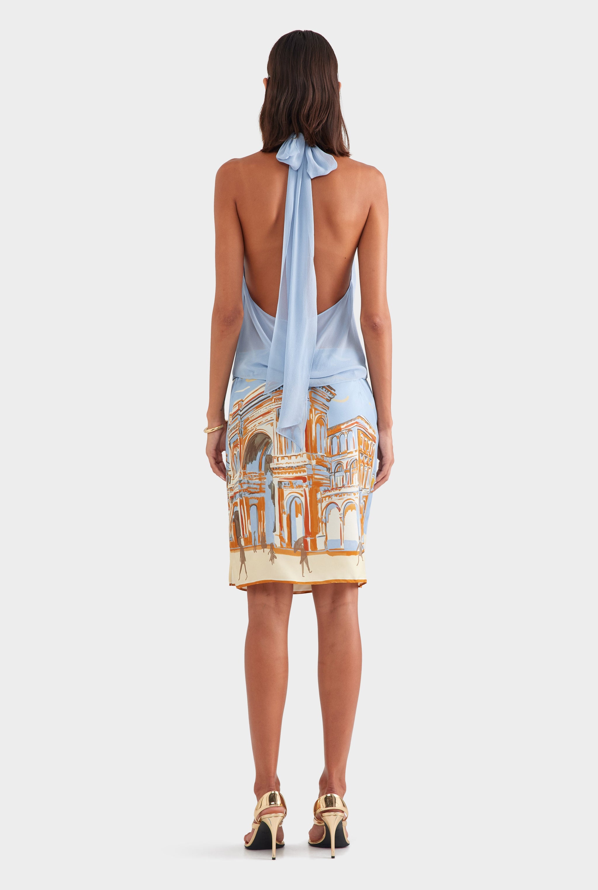 Silk Halter Top - Powder Blue