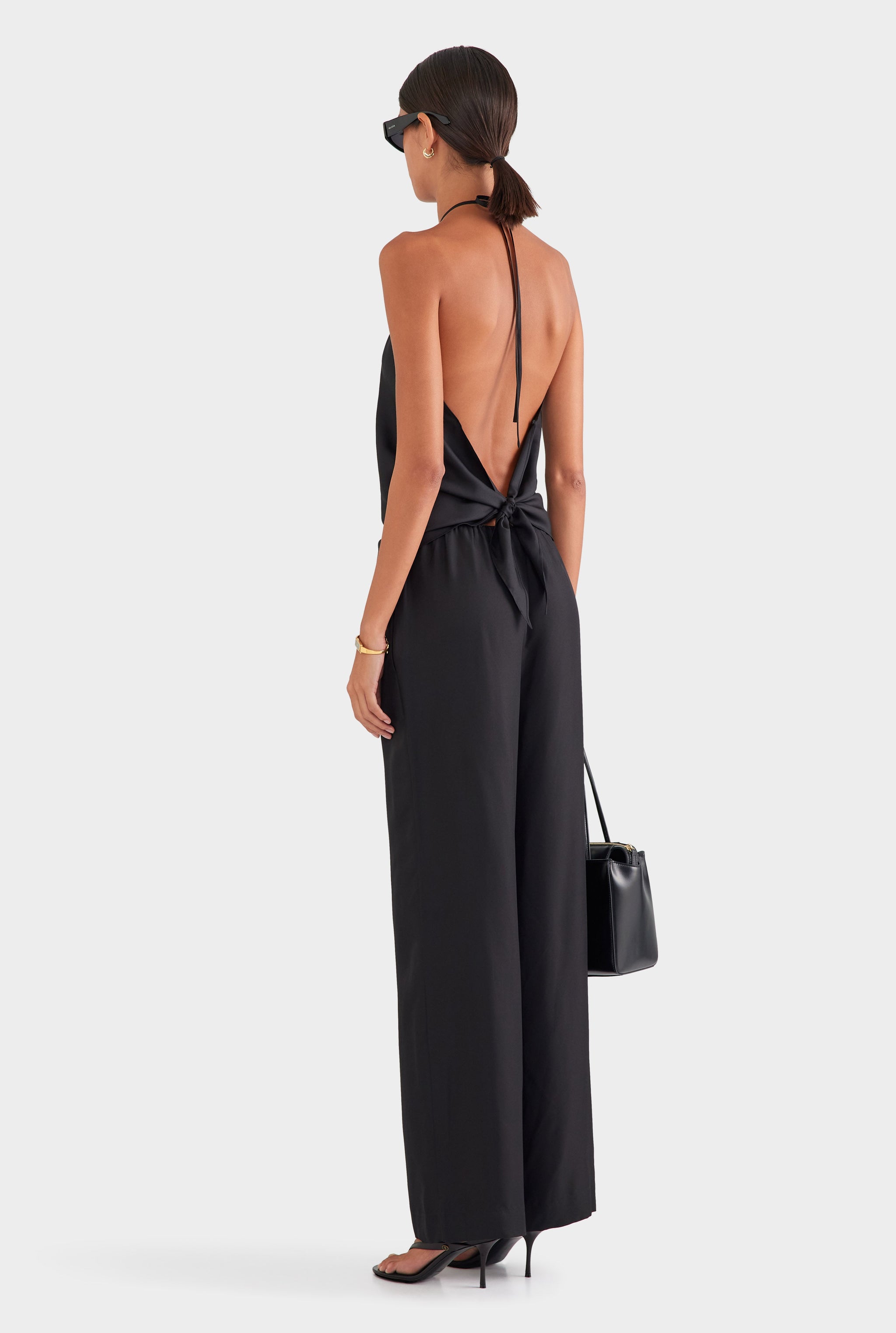 Silk Scarf Halter Top - Black