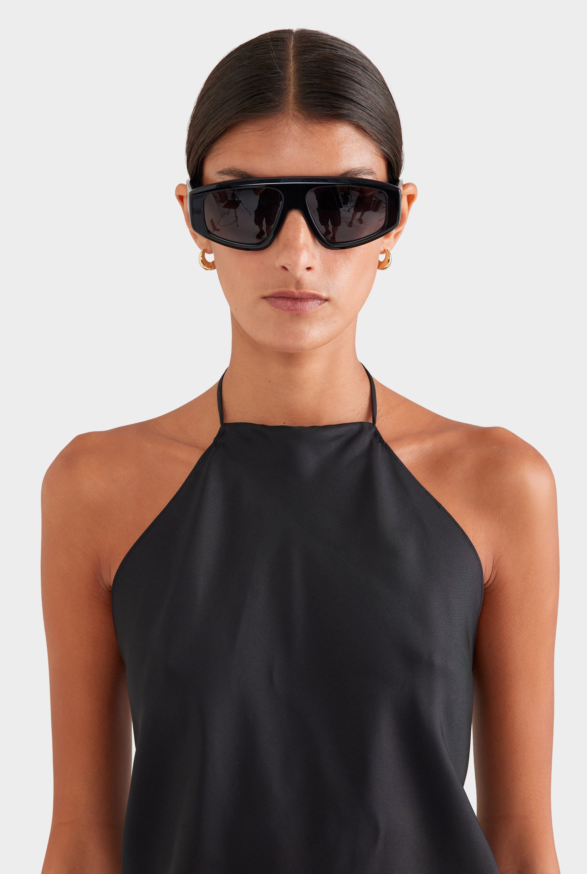 Silk Scarf Halter Top - Black